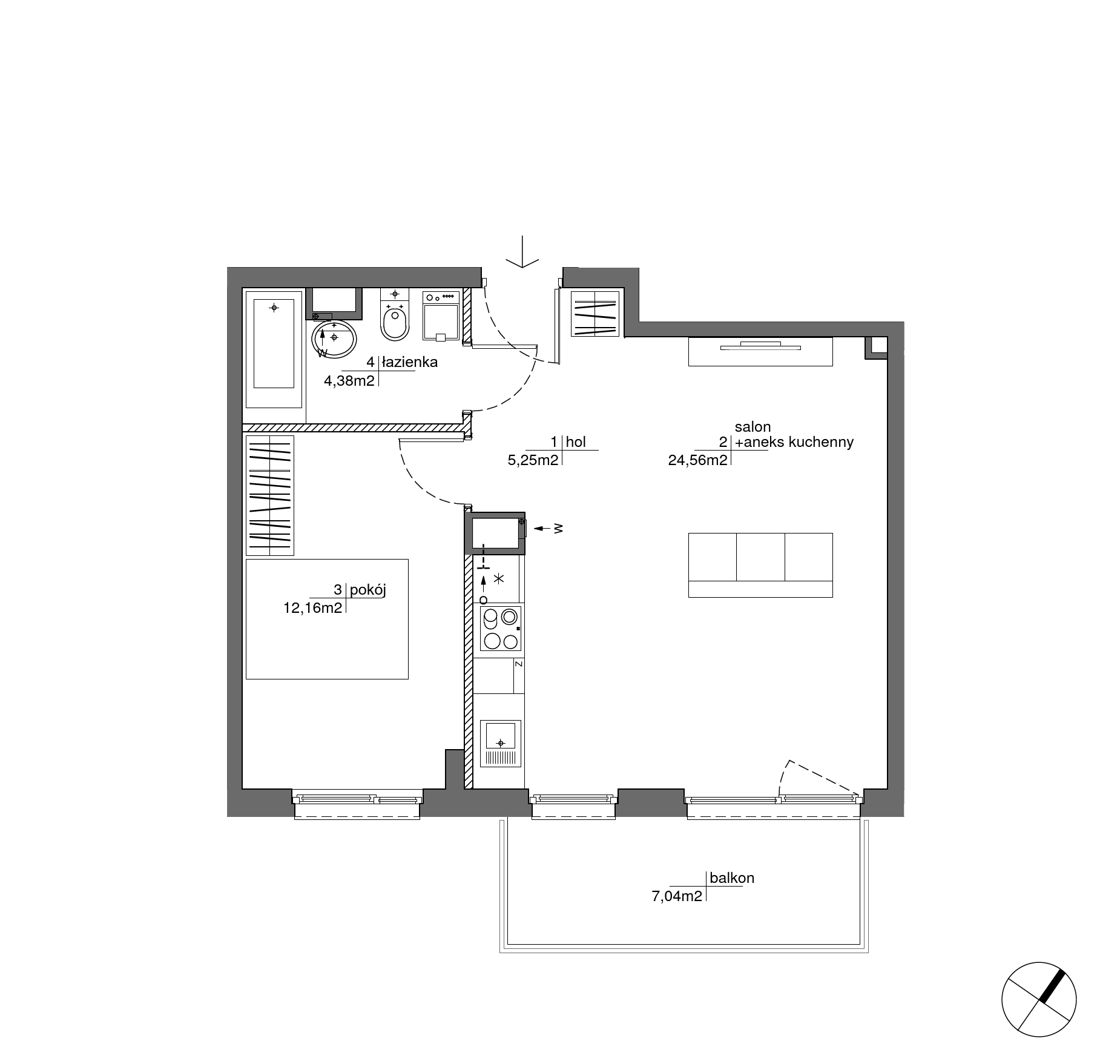 Plan 2 pok. 46m²
