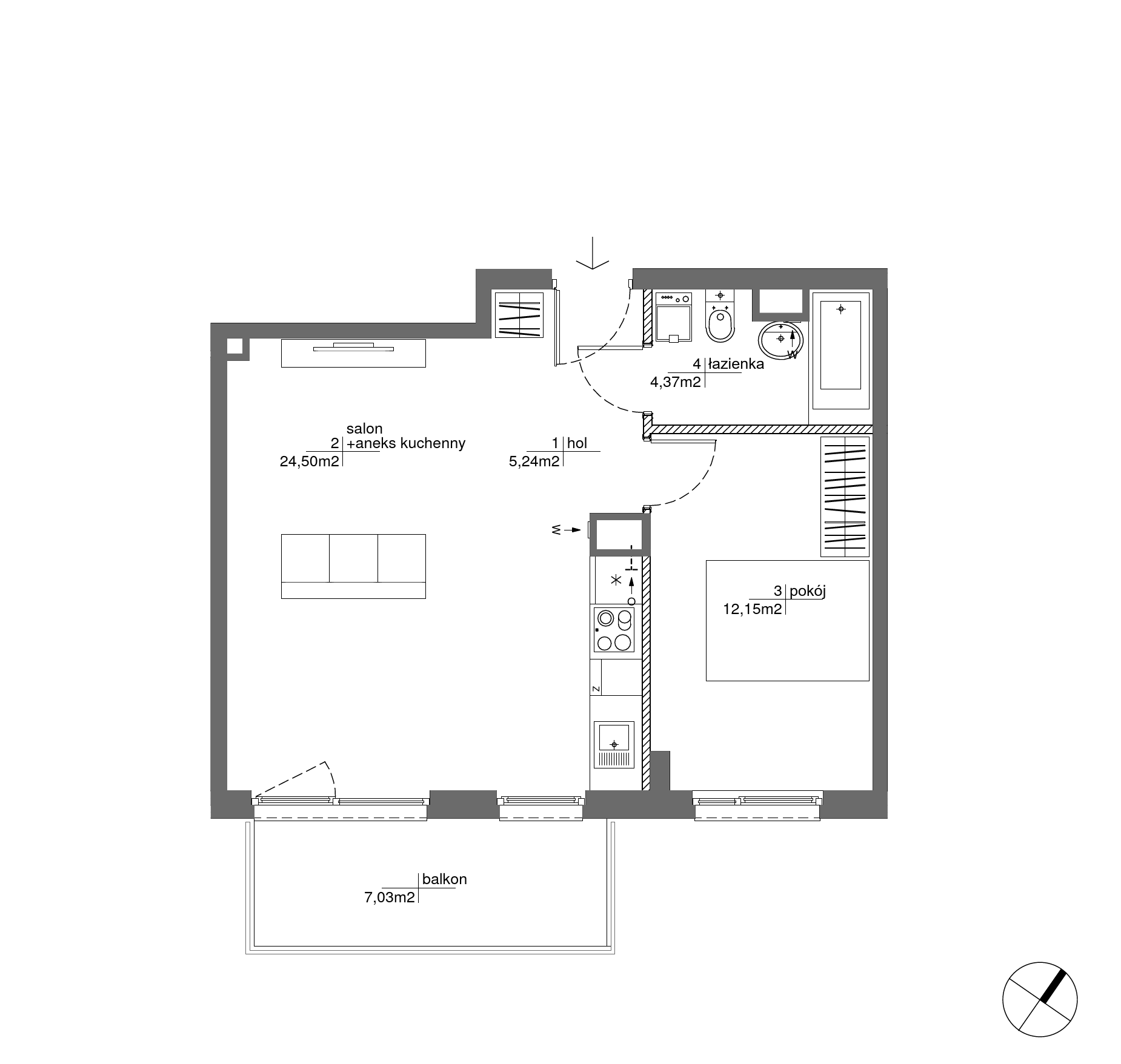 Plan 2 pok. 46m²