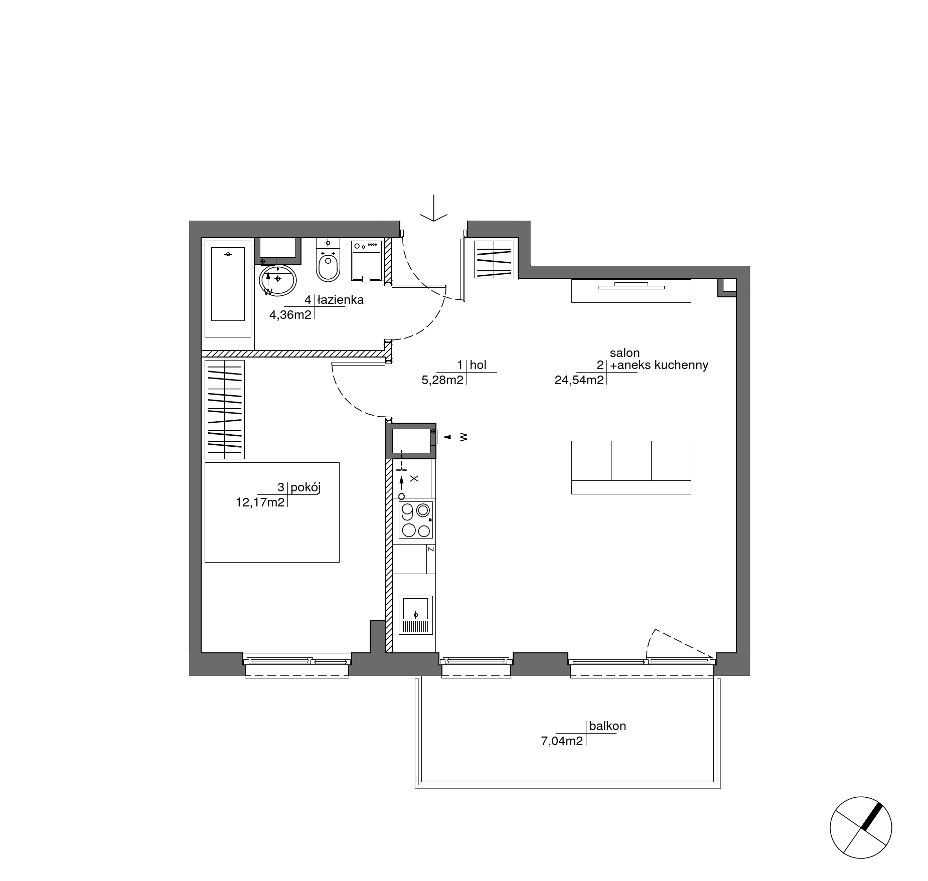 Plan 2 pok. 46m²