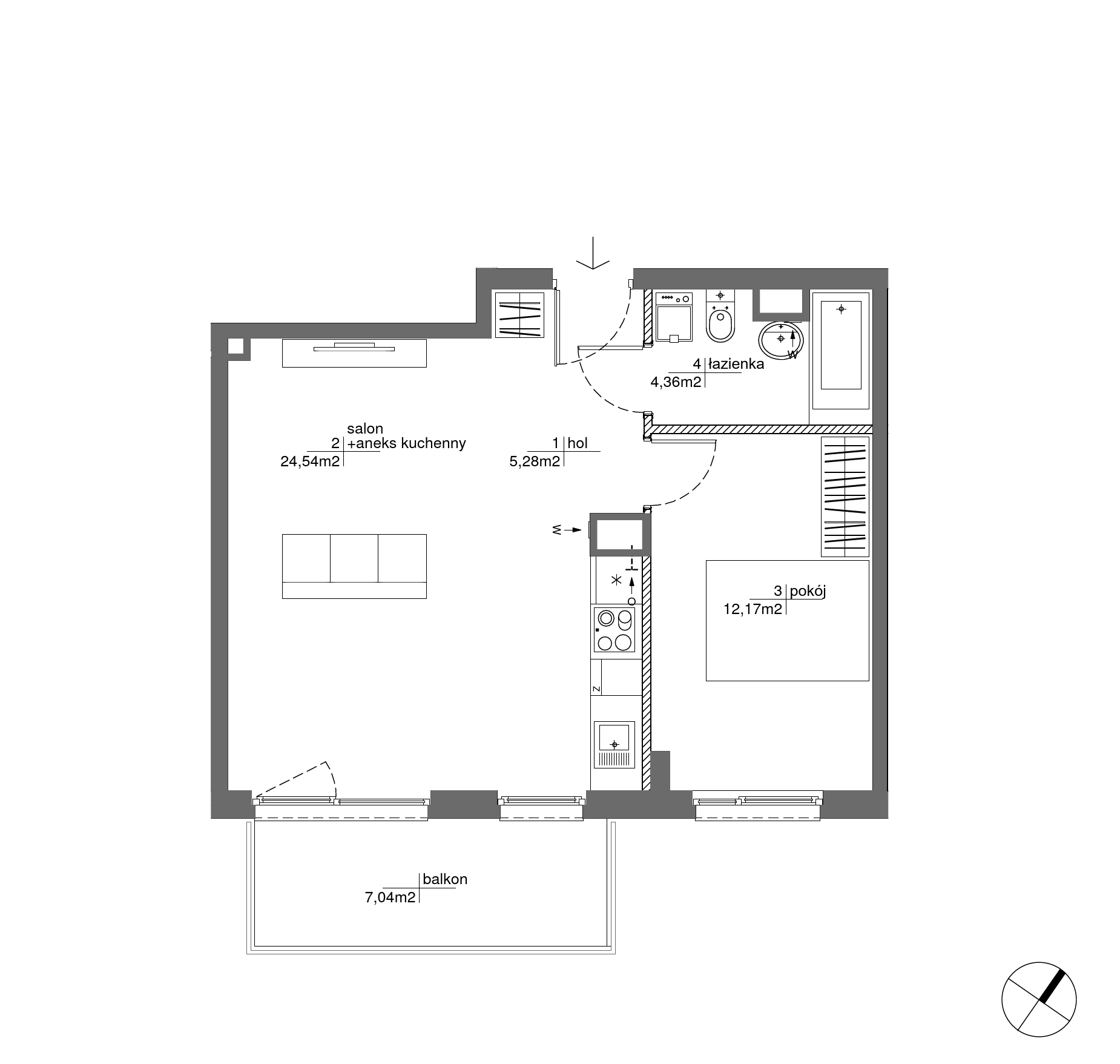 Plan 2 pok. 46m²