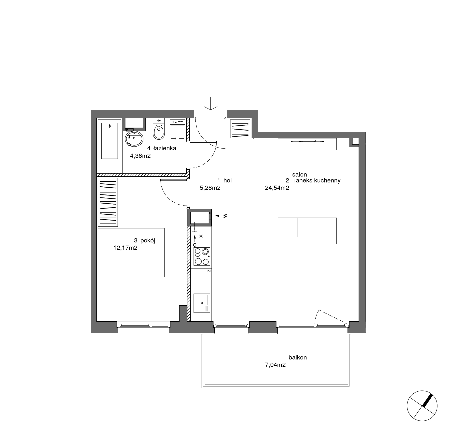 Plan 2 pok. 46m²