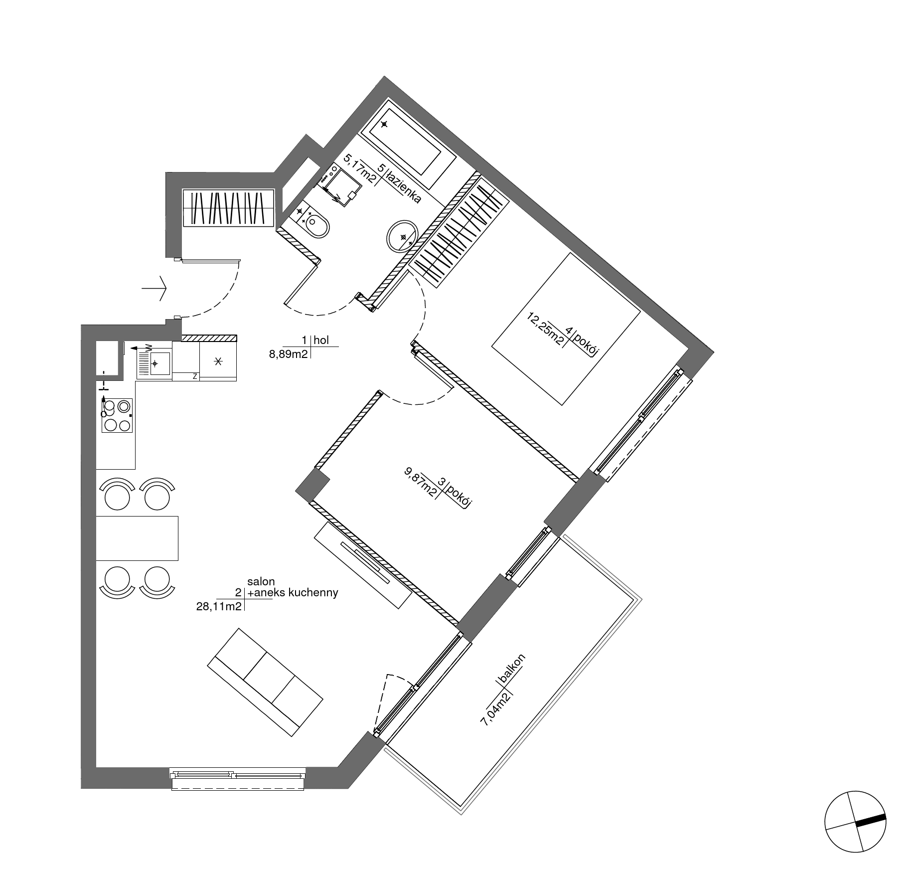 Plan 3 pok. 64m²