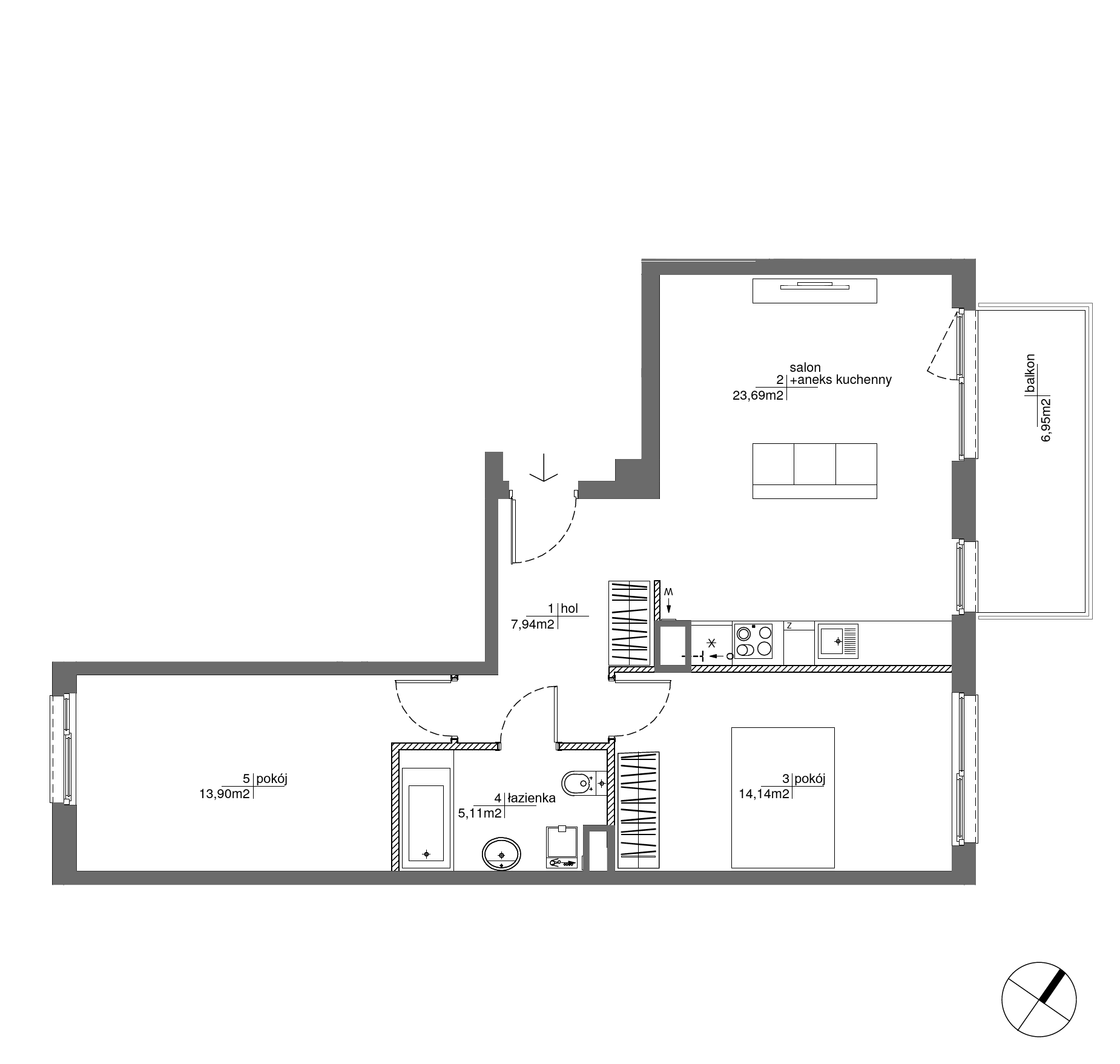 Plan 3 pok. 65m²