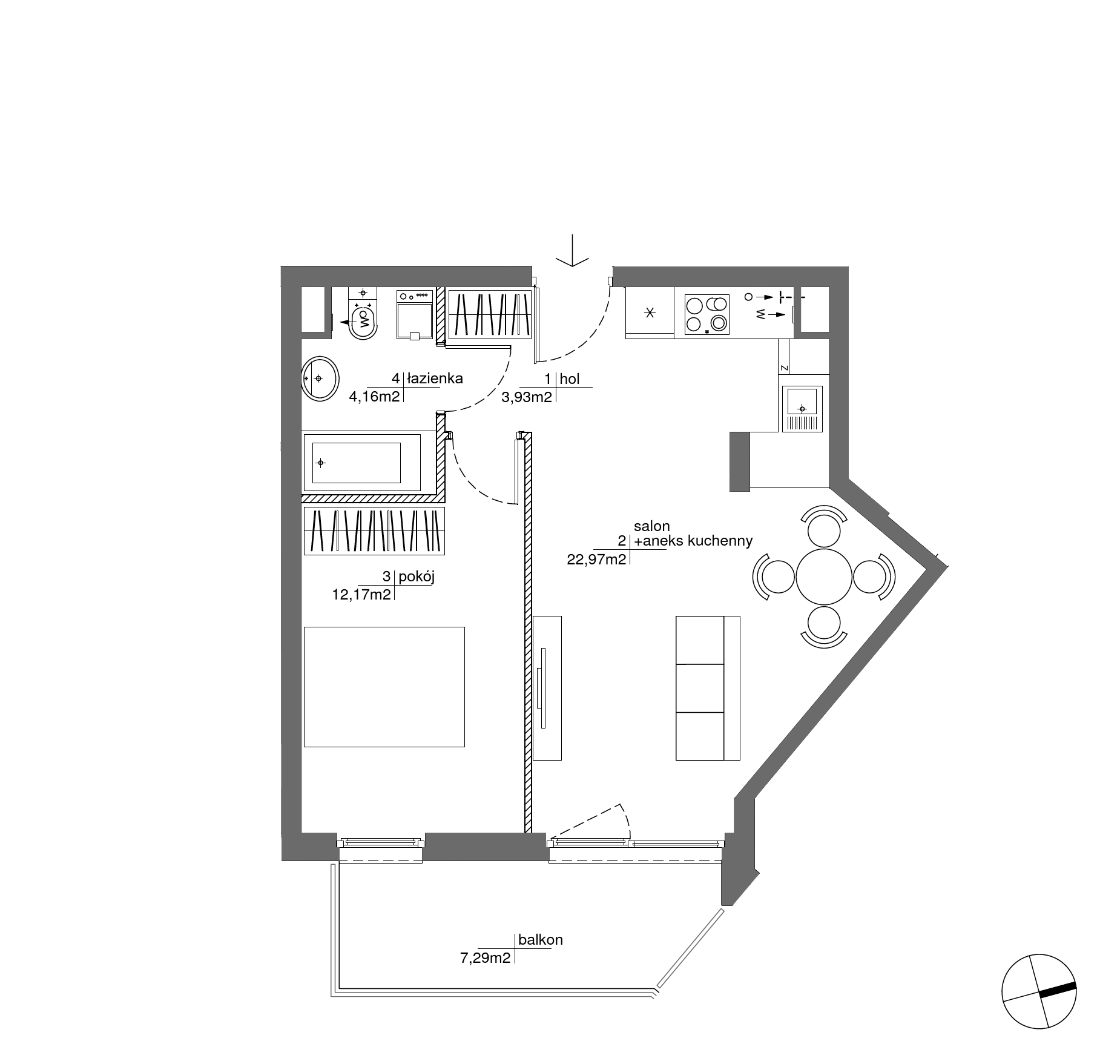 Plan 2 pok. 43m²