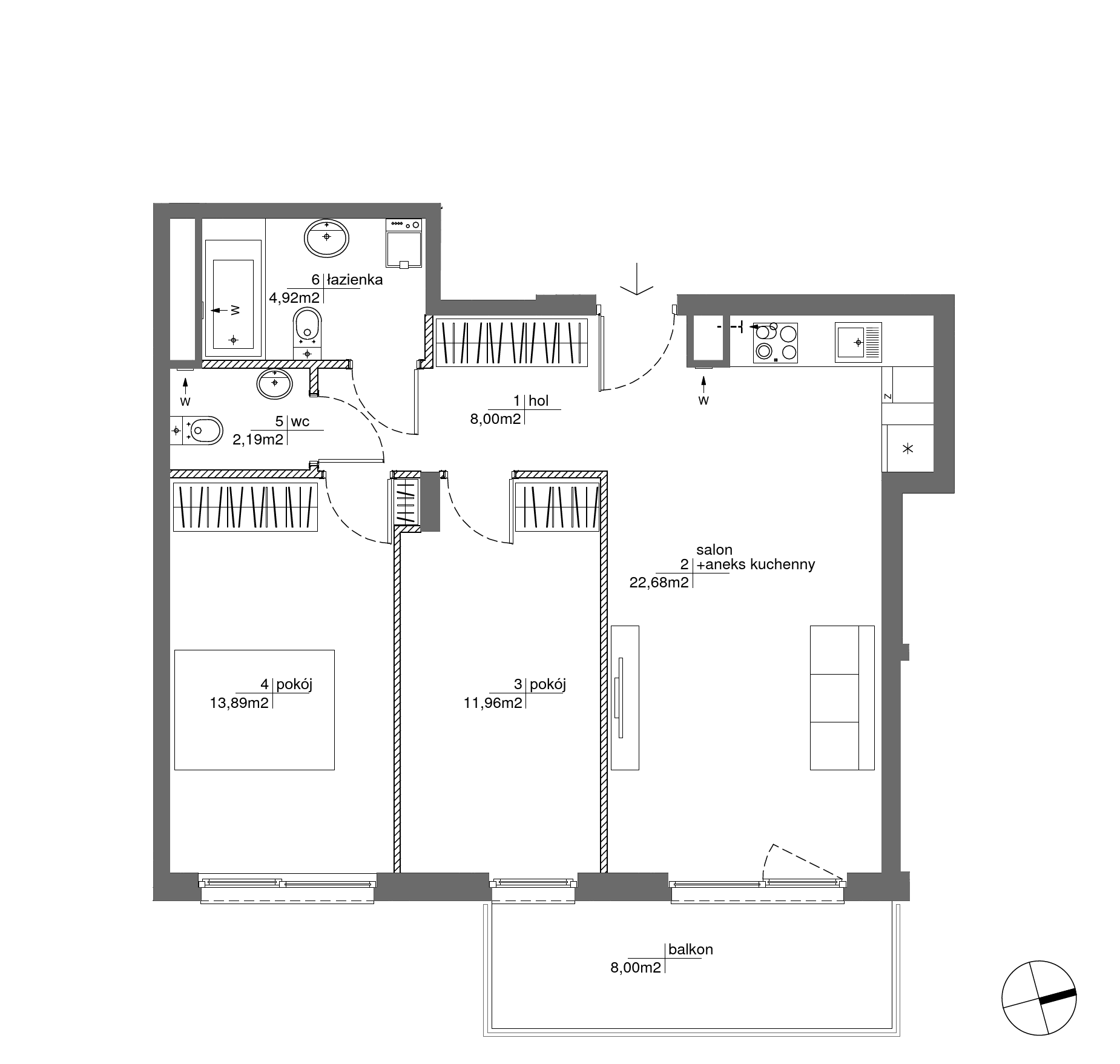 Plan 3 pok. 64m²