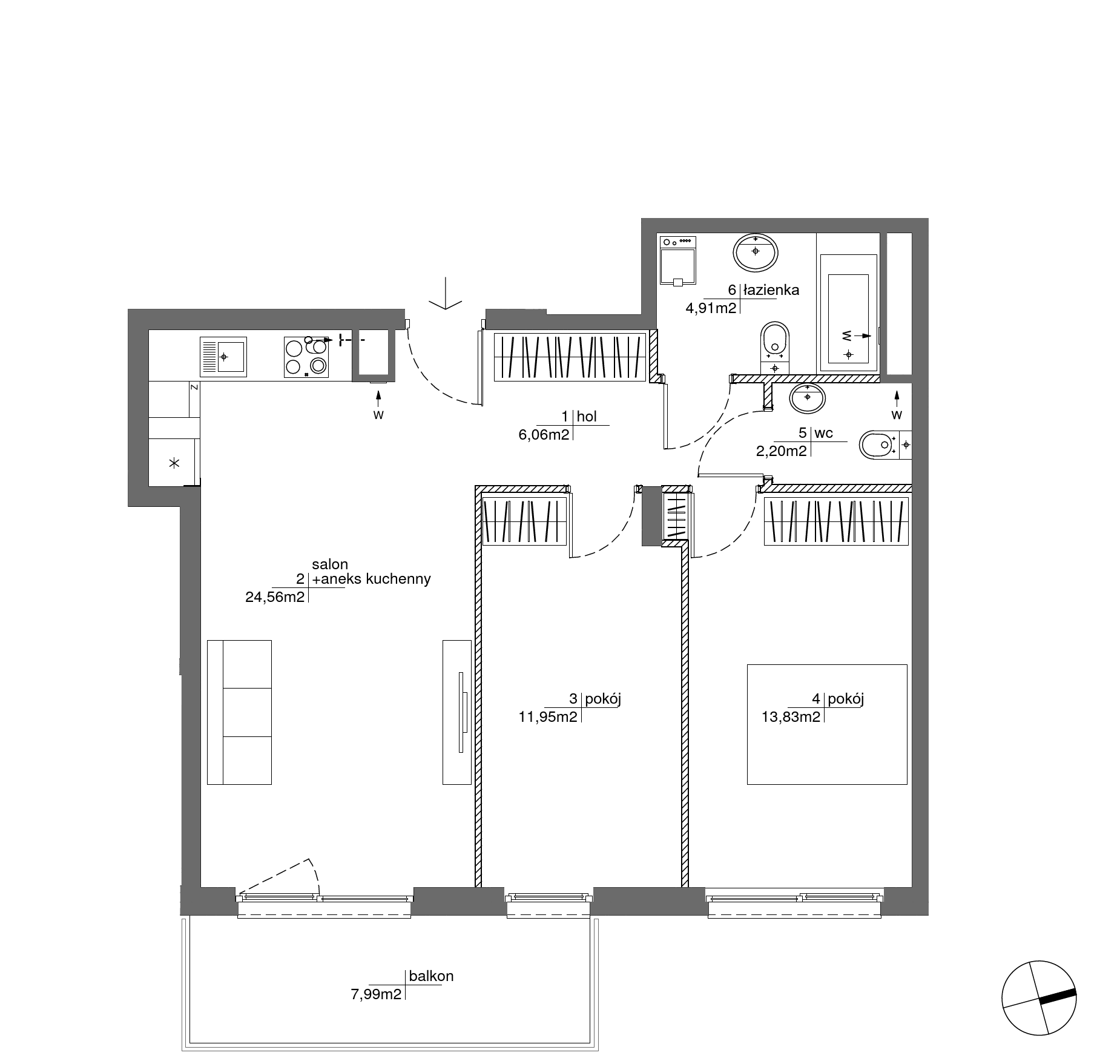 Plan 3 pok. 64m²