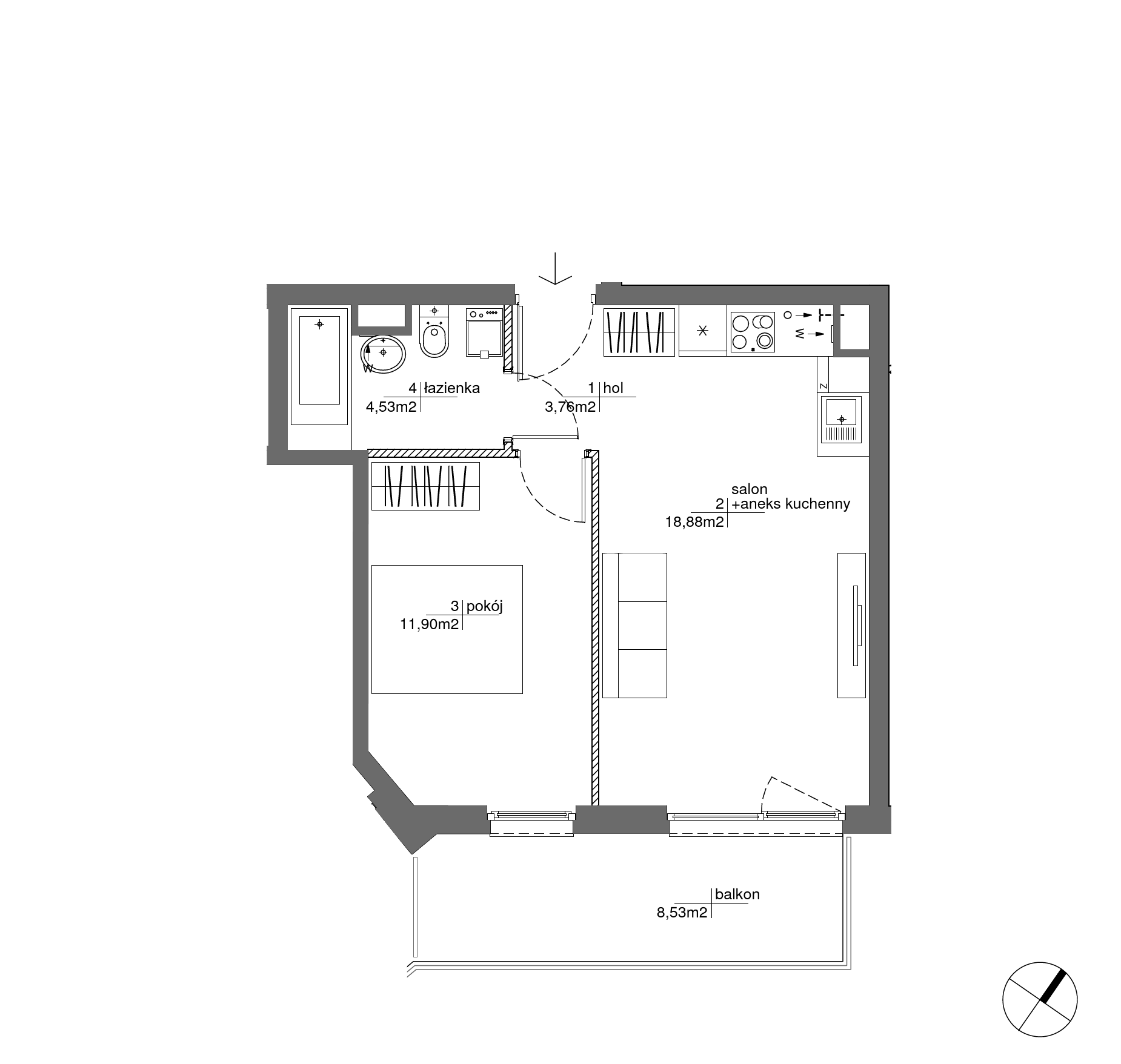 Plan 2 pok. 39m²