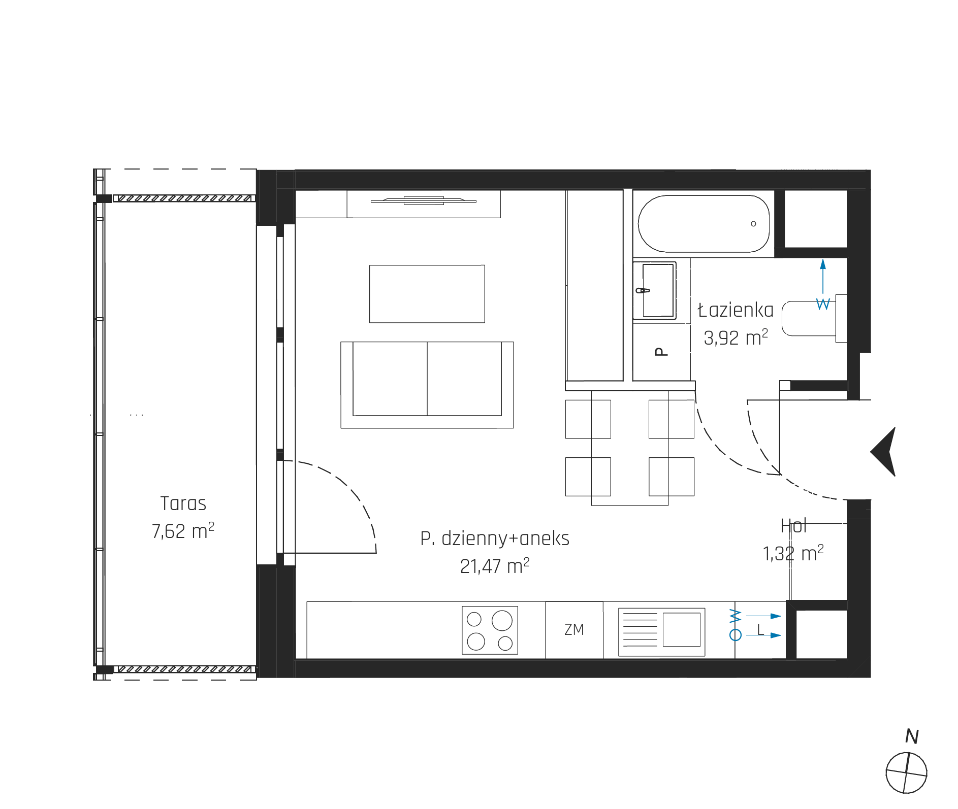 Plan 1 pok. 27m²