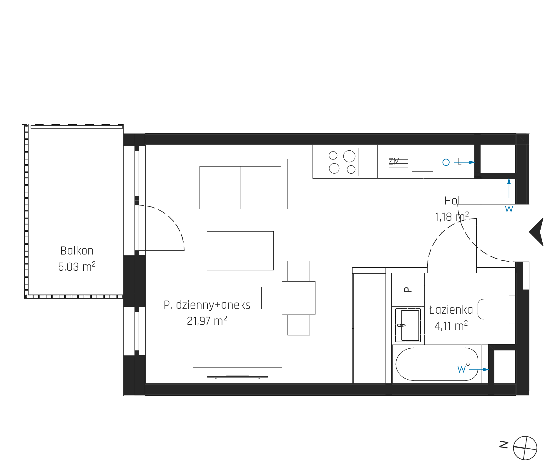 Plan 1 pok. 27m²