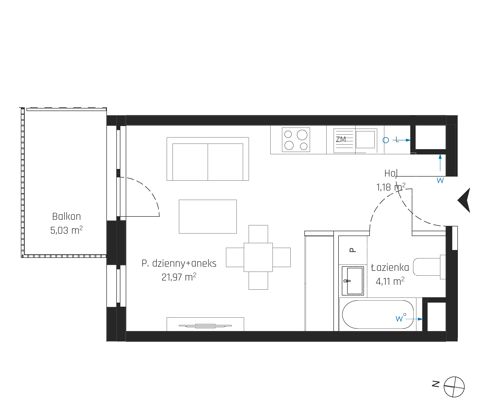 Plan 1 pok. 27m²