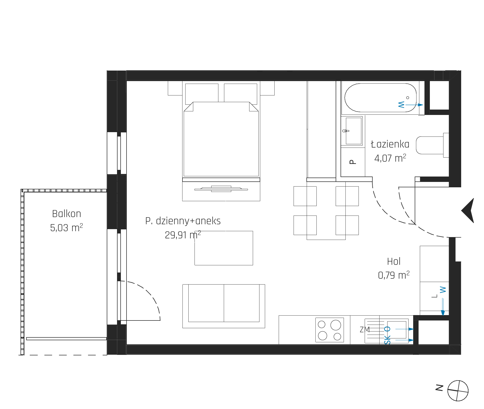 Plan 1 pok. 35m²