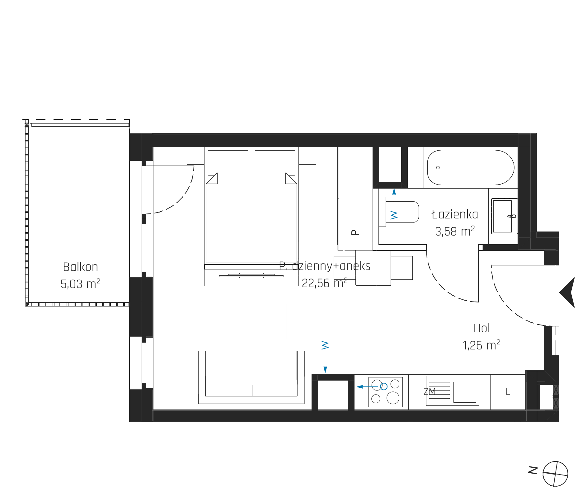 Plan 1 pok. 27m²
