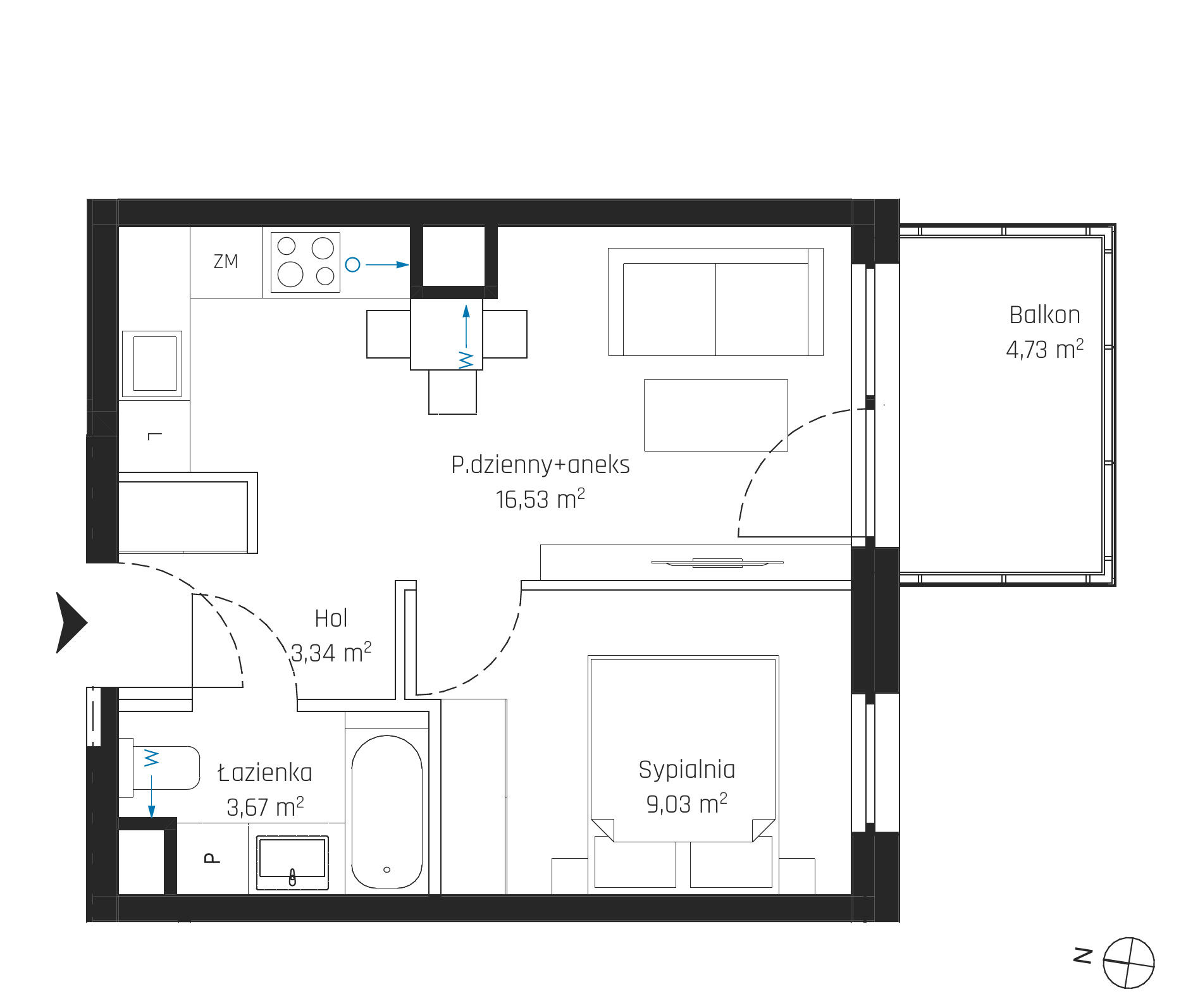 Plan 2 pok. 33m²