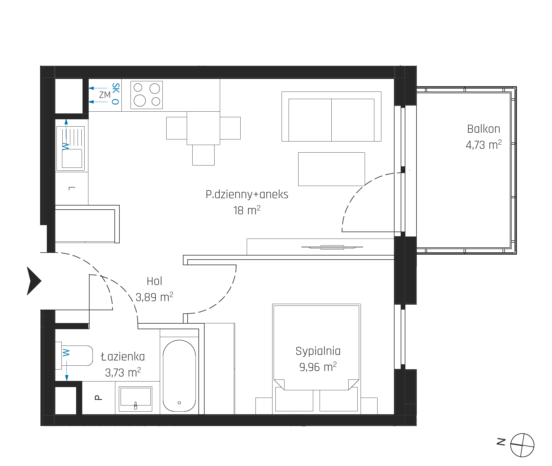 Plan 2 pok. 36m²