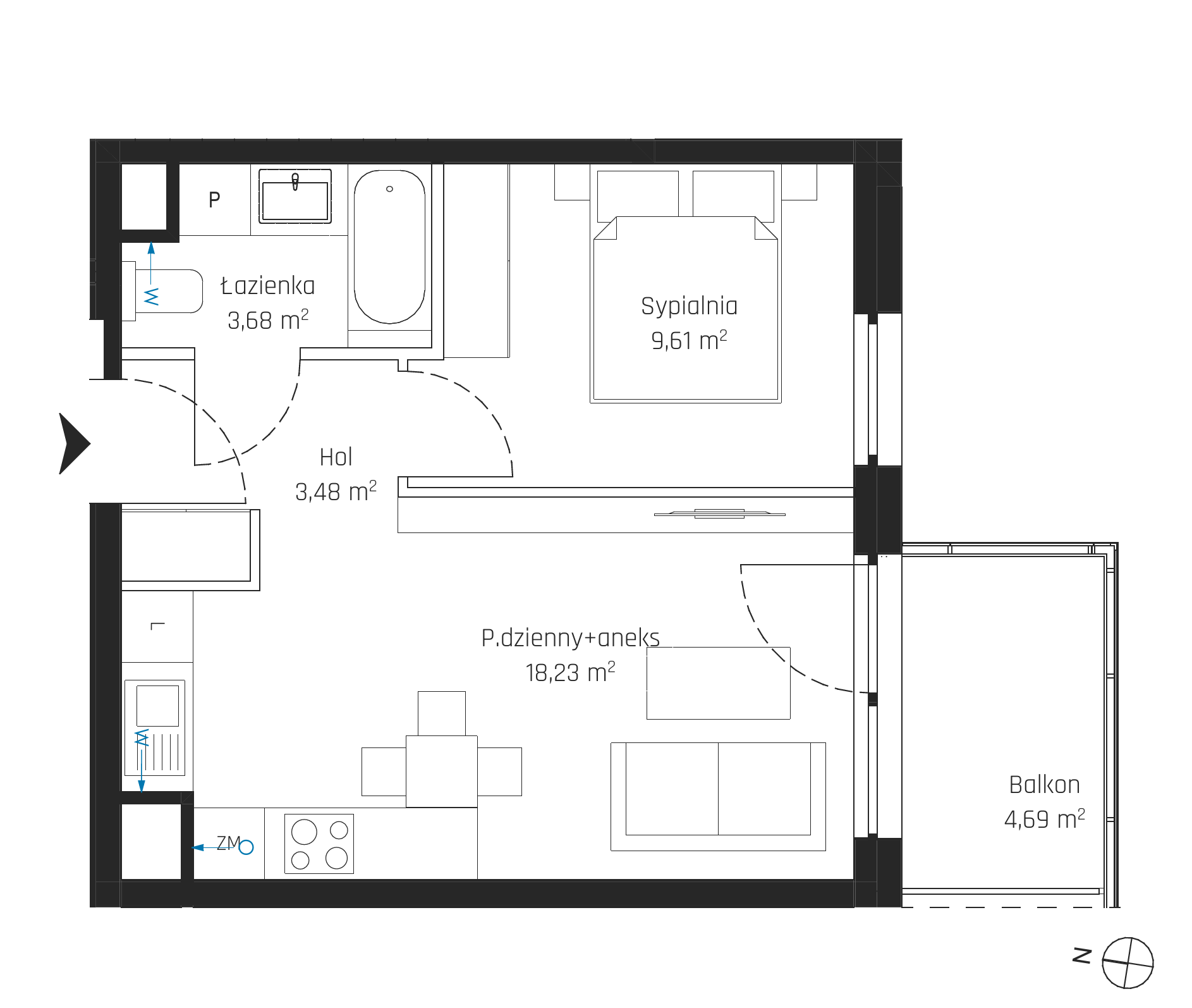 Plan 2 pok. 35m²