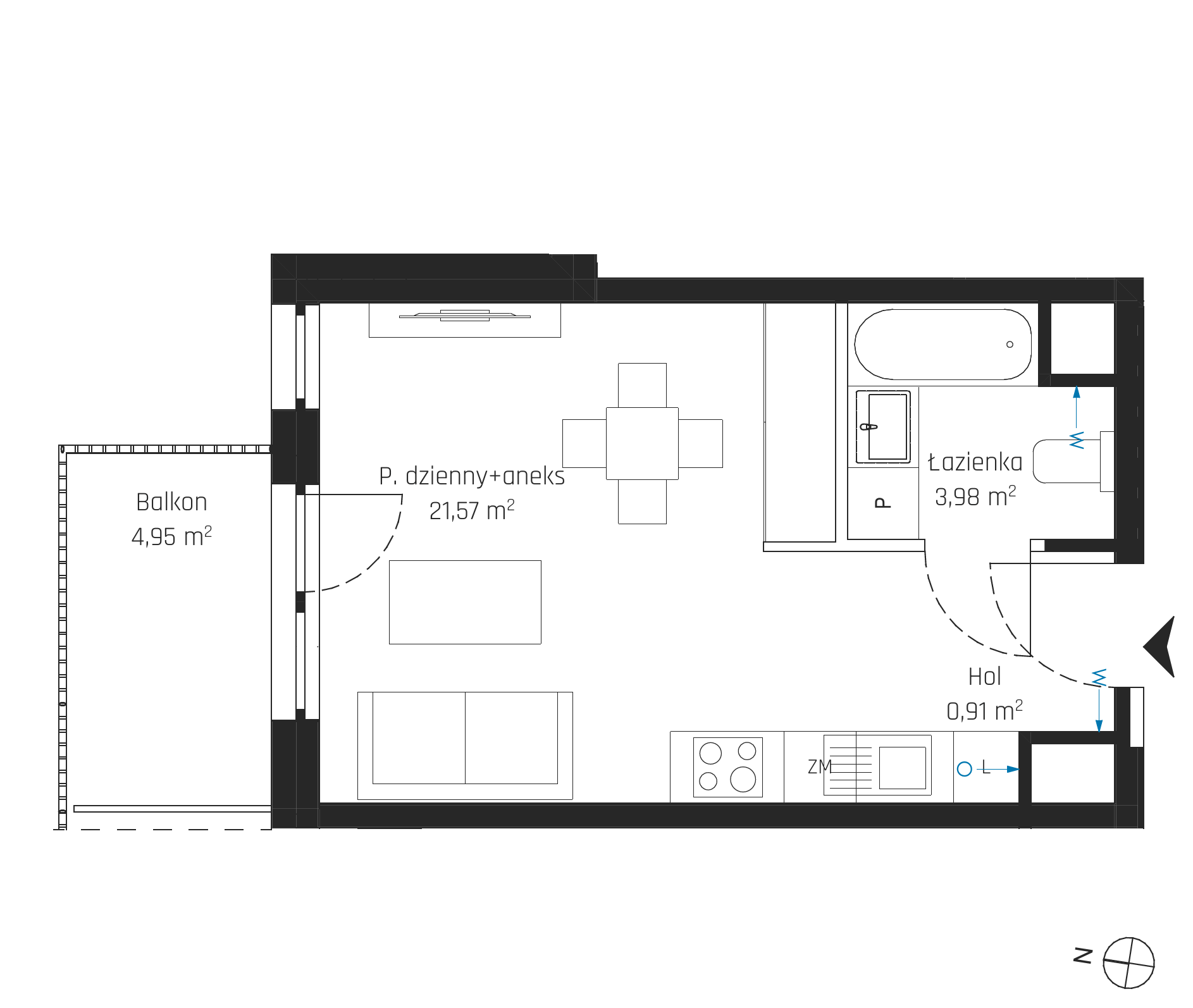 Plan 1 pok. 26m²