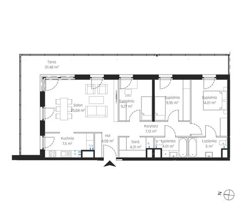Plan 4 pok. 91m²
