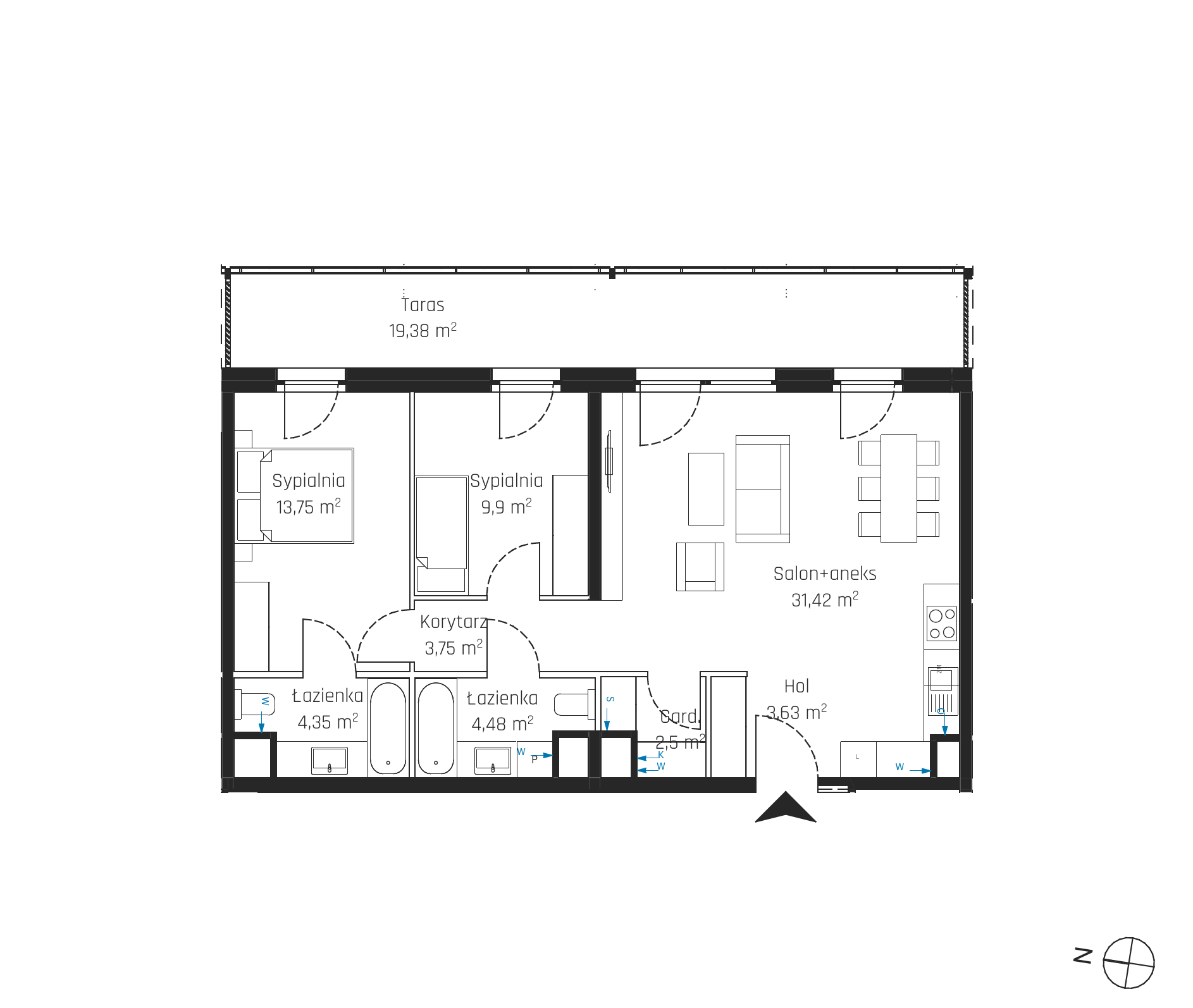 Plan 3 pok. 74m²