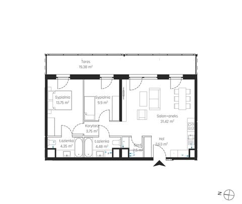 Plan 3 pok. 74m²