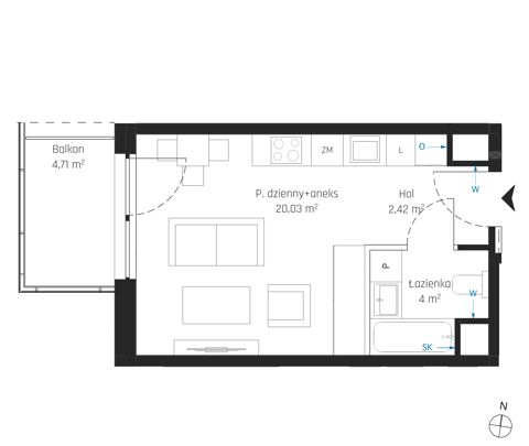 Plan 1 pok. 26m²