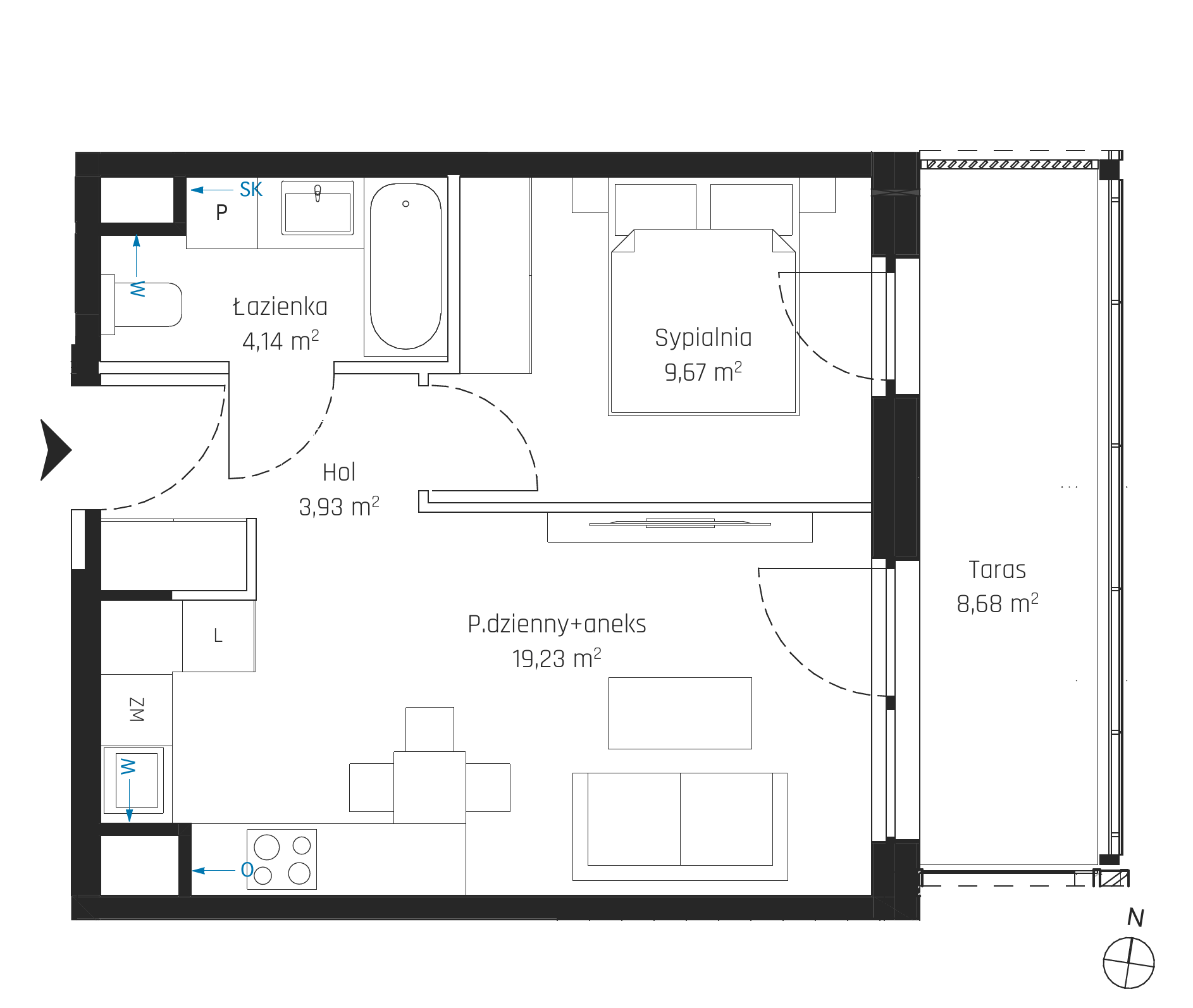 Plan 2 pok. 37m²