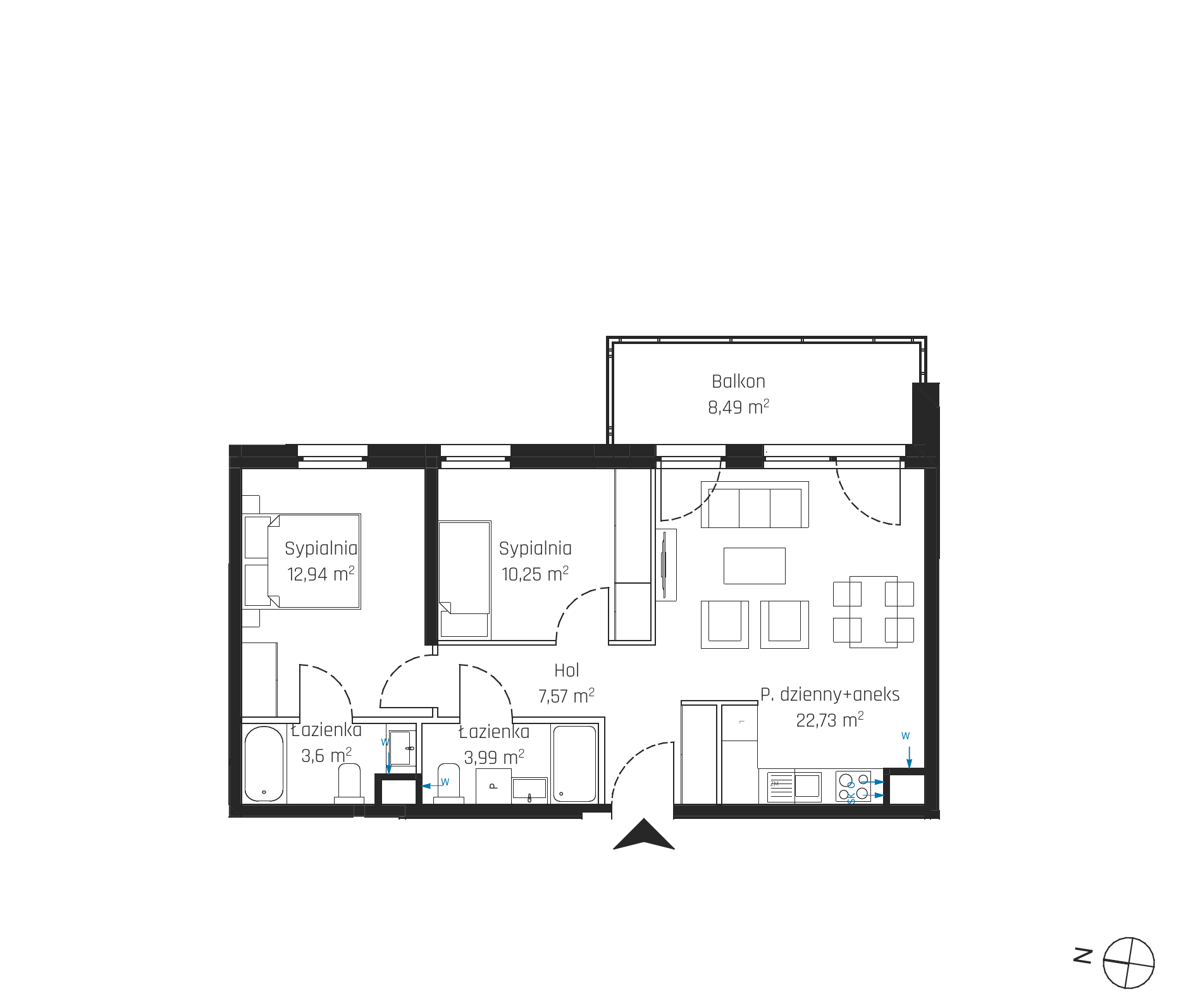 Plan 3 pok. 61m²