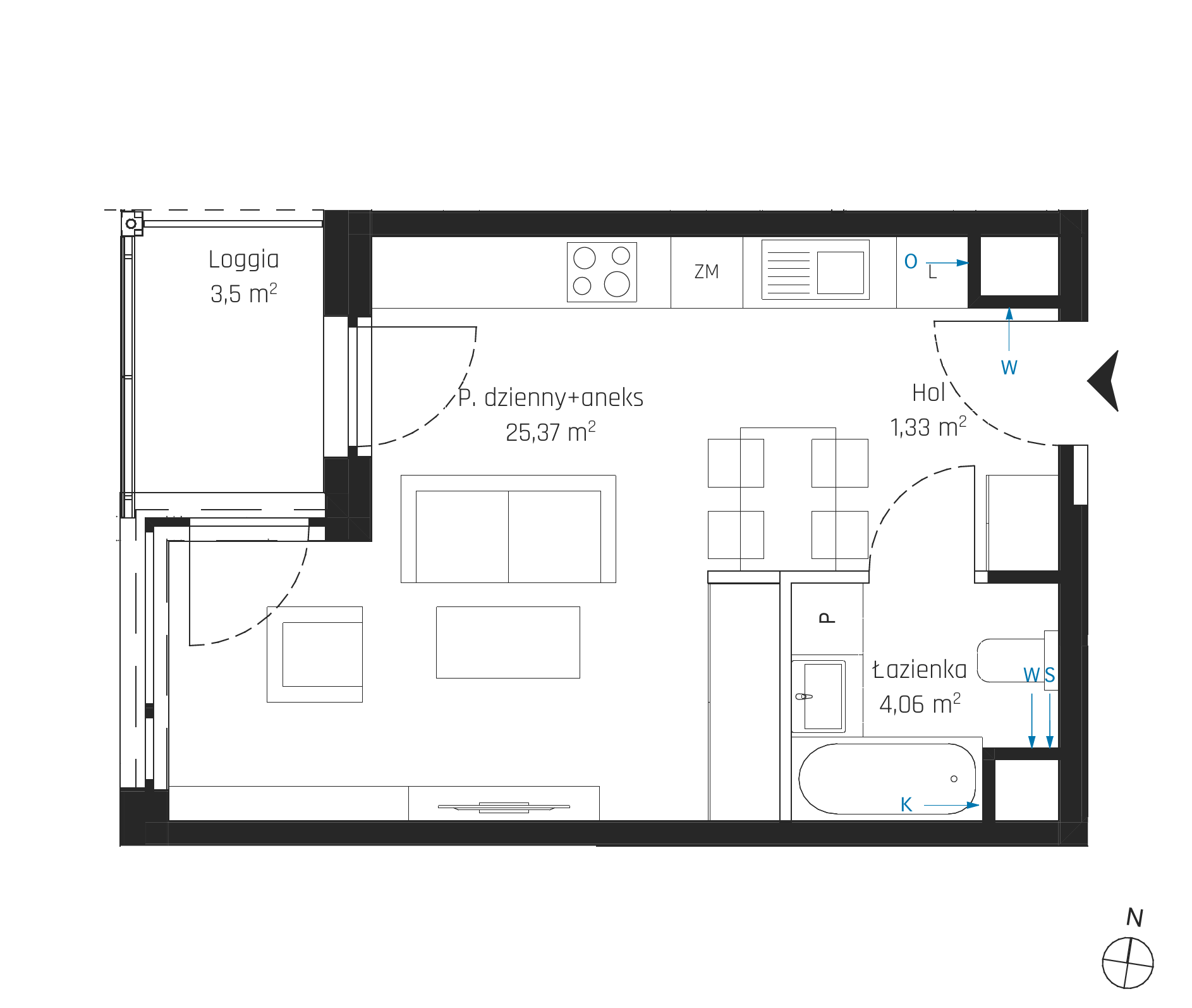 Plan 1 pok. 31m²