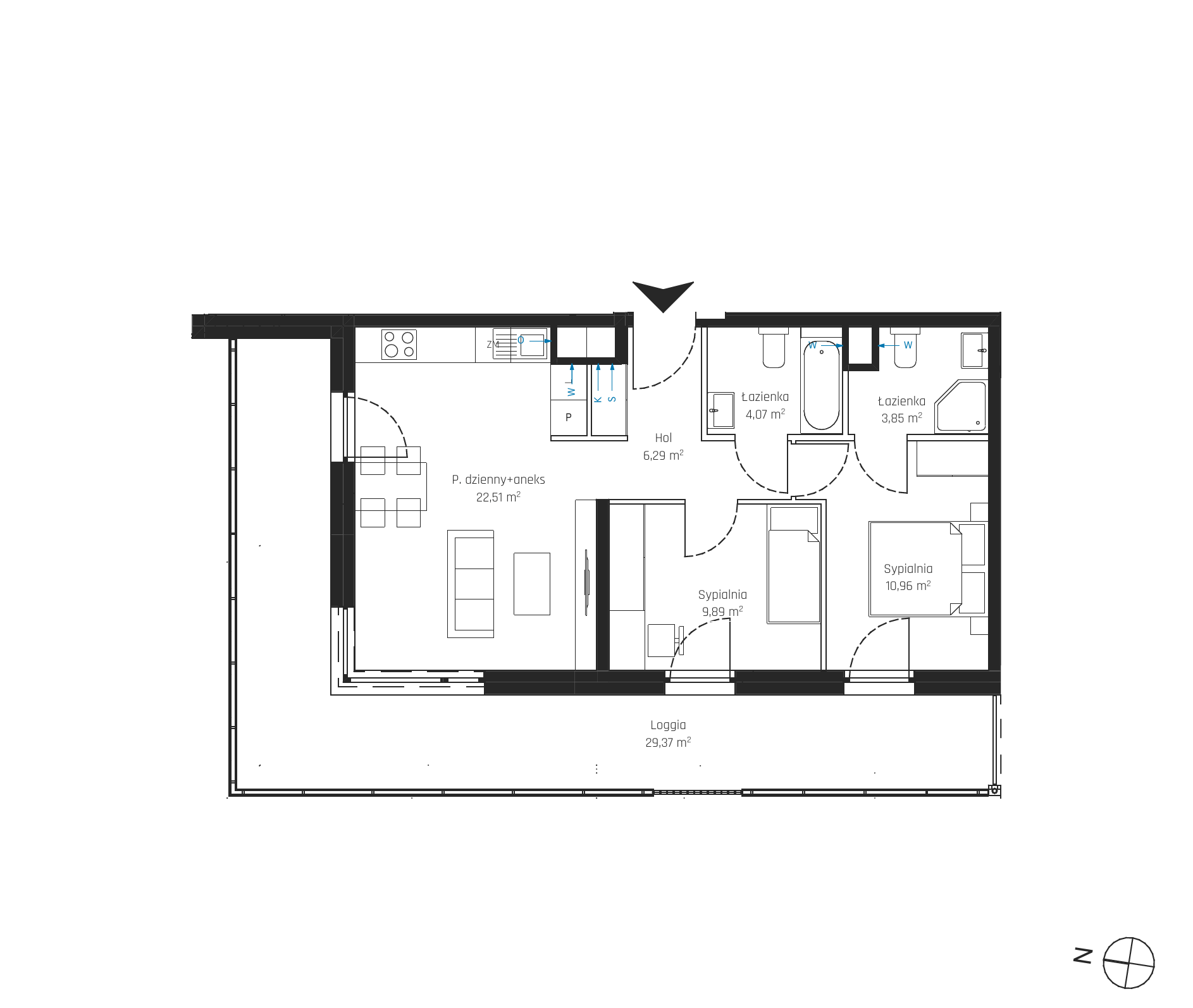 Plan 3 pok. 58m²