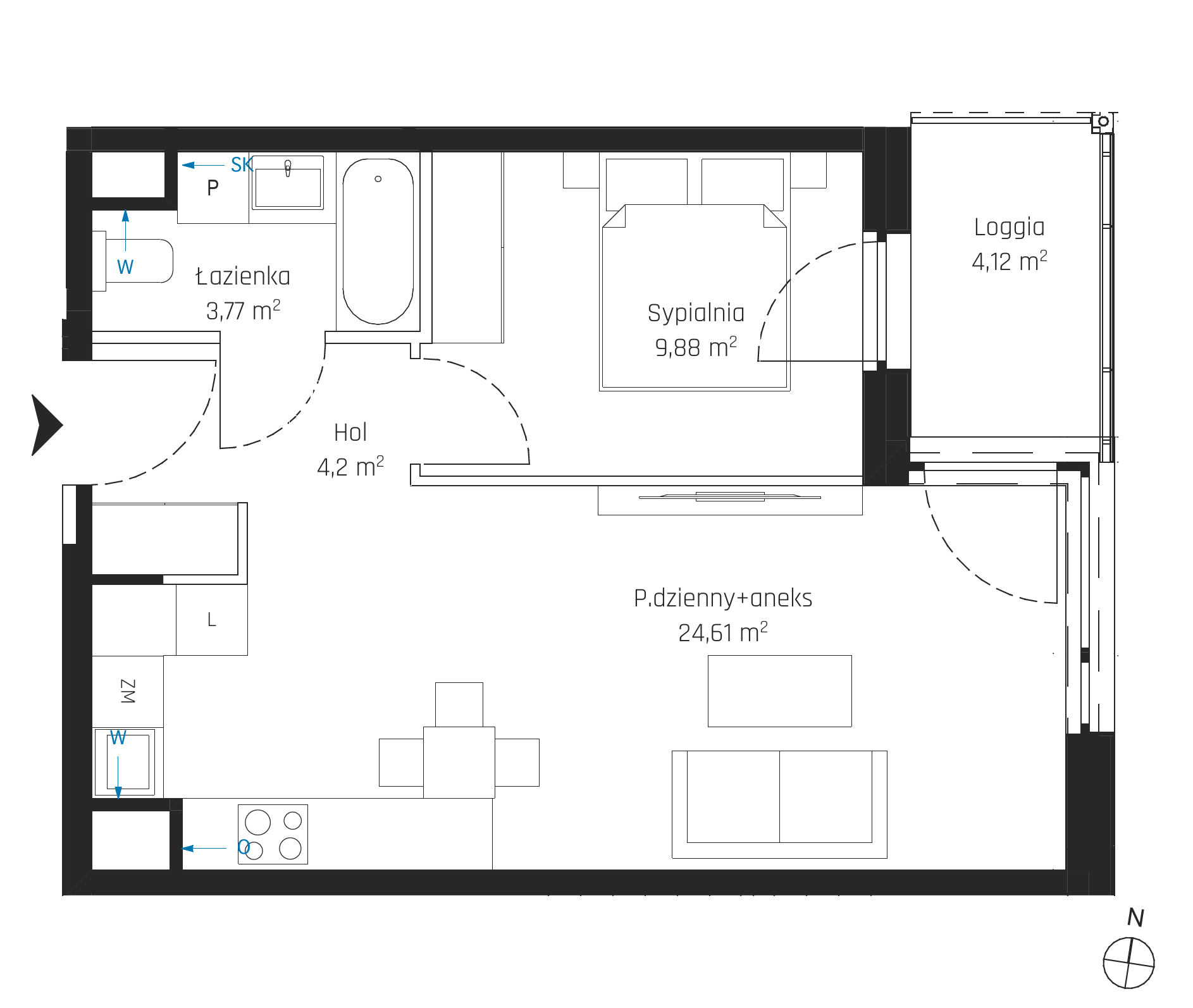 Plan 2 pok. 42m²