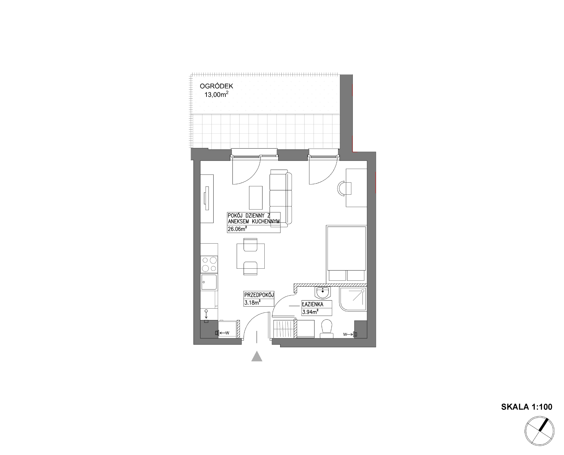 Plan 1 pok. 33m²