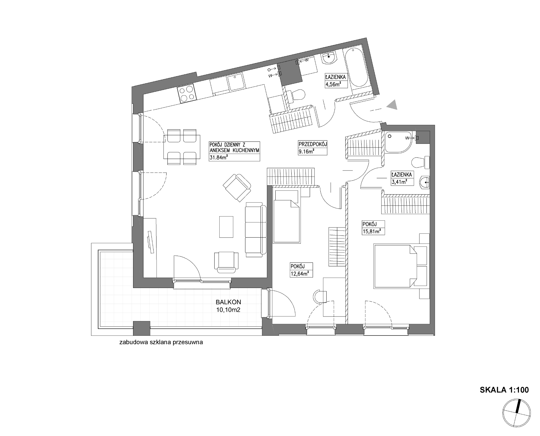 Plan 3 pok. 77m²