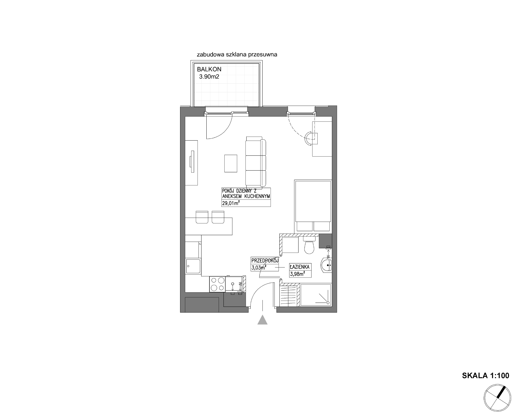 Plan 1 pok. 36m²