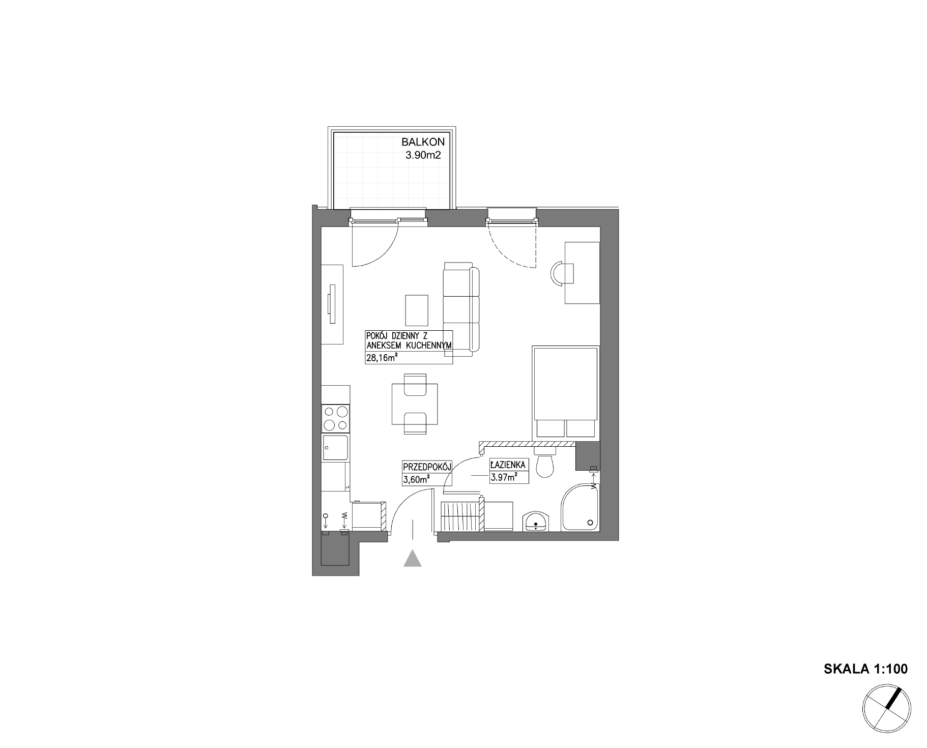 Plan 1 pok. 36m²