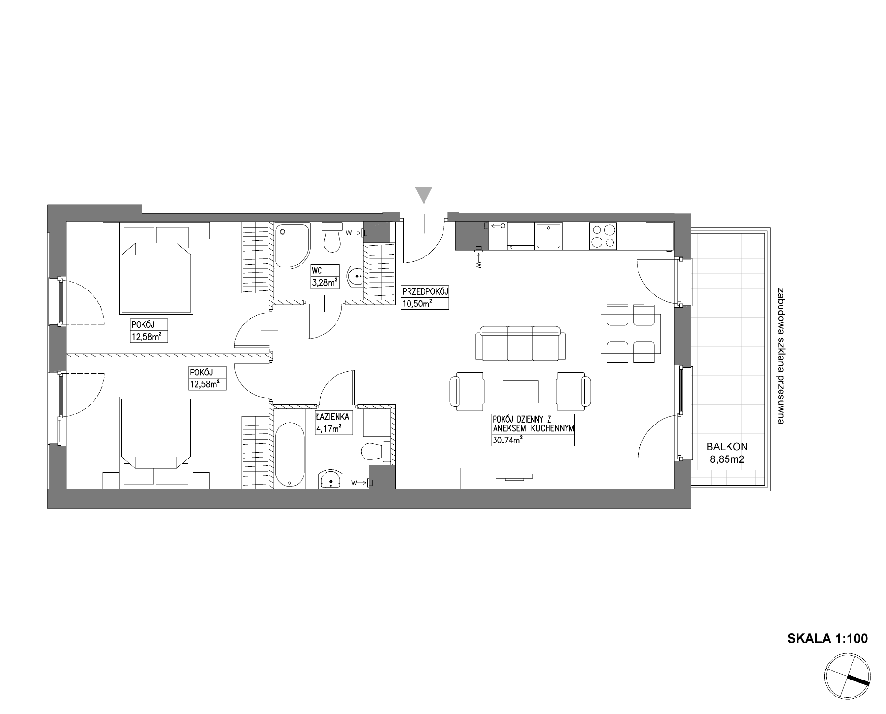 Plan 3 pok. 74m²