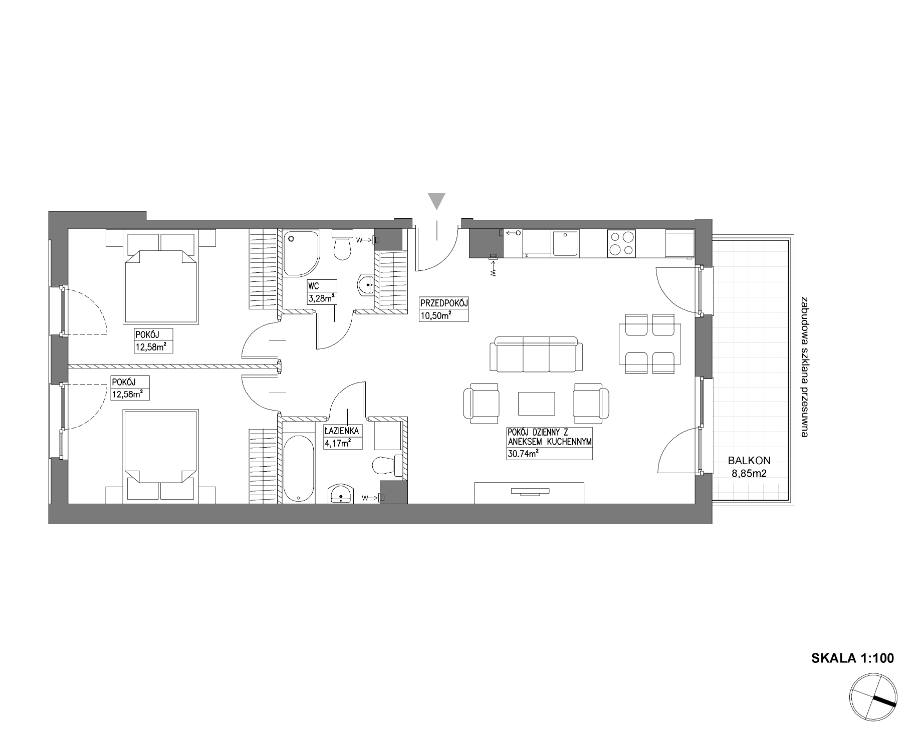 Plan 3 pok. 74m²