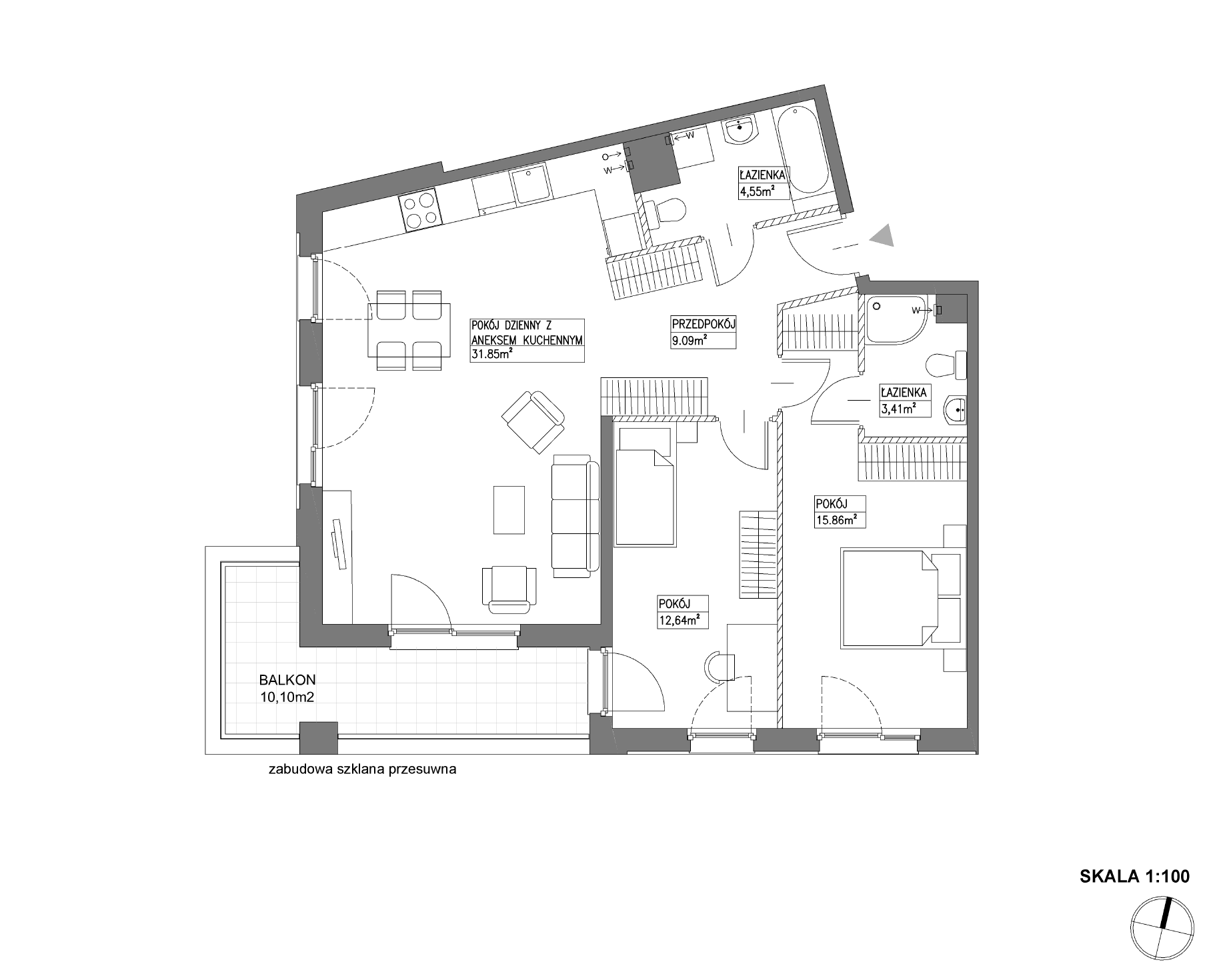 Plan 3 pok. 77m²