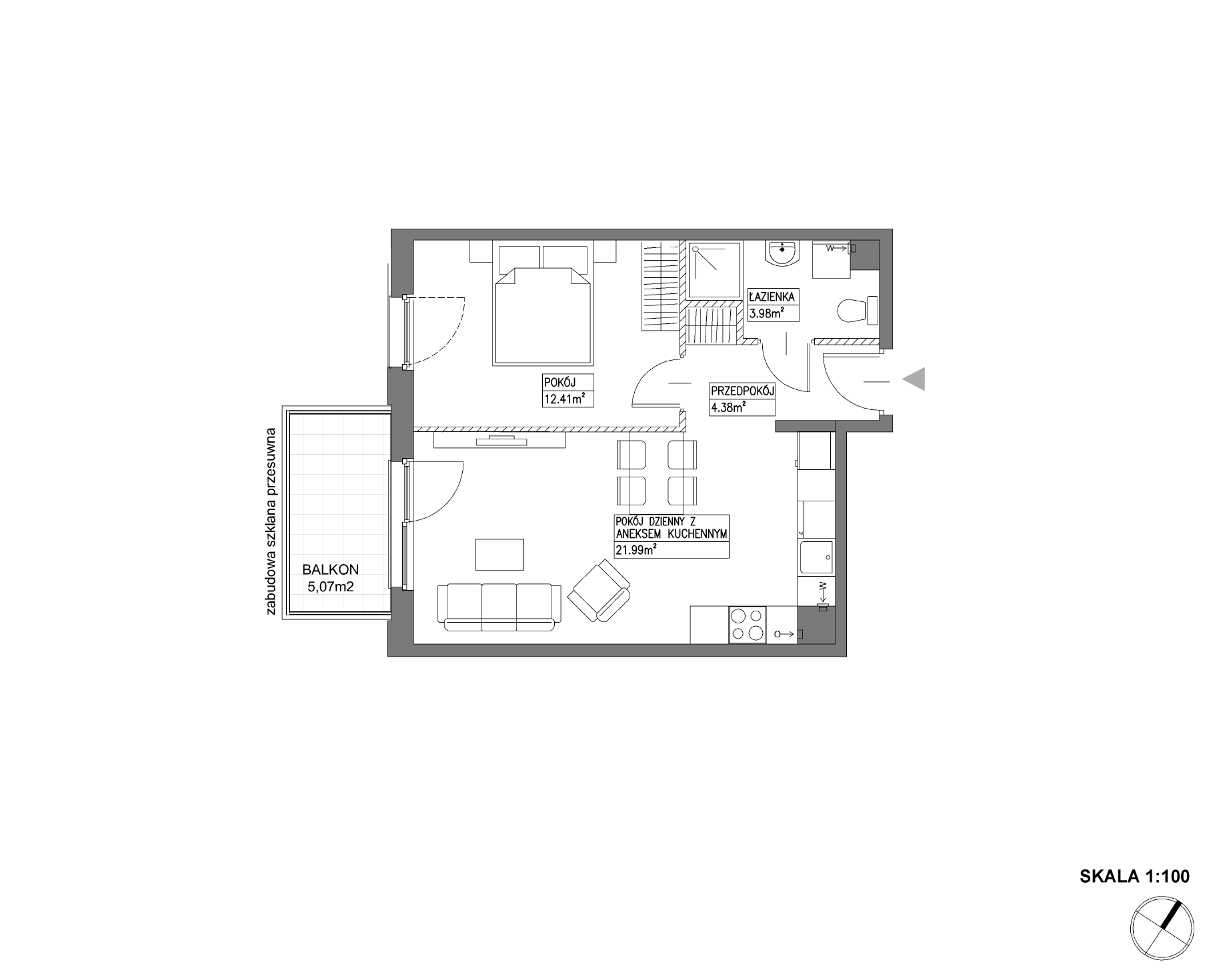Plan 2 pok. 43m²