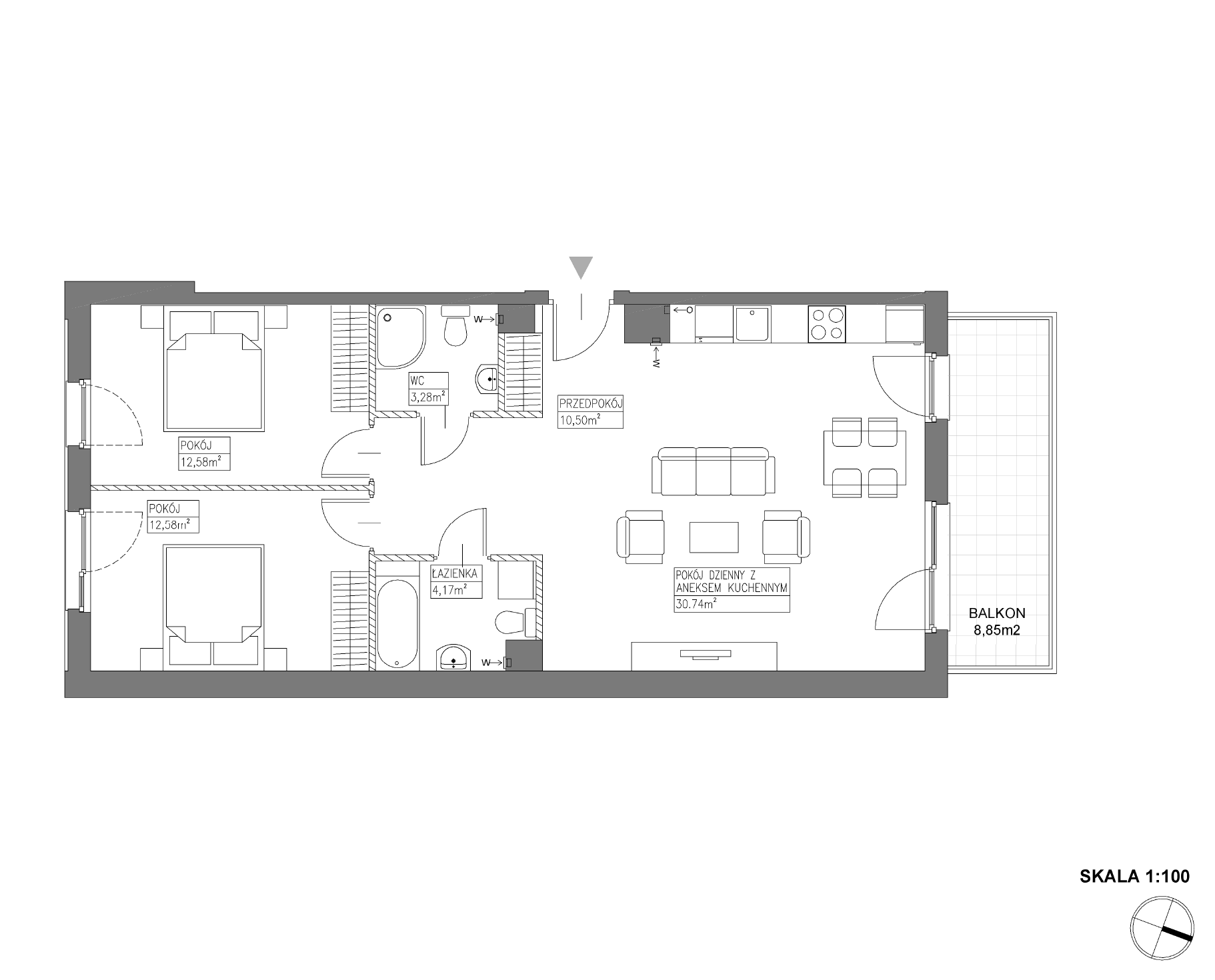 Plan 3 pok. 74m²