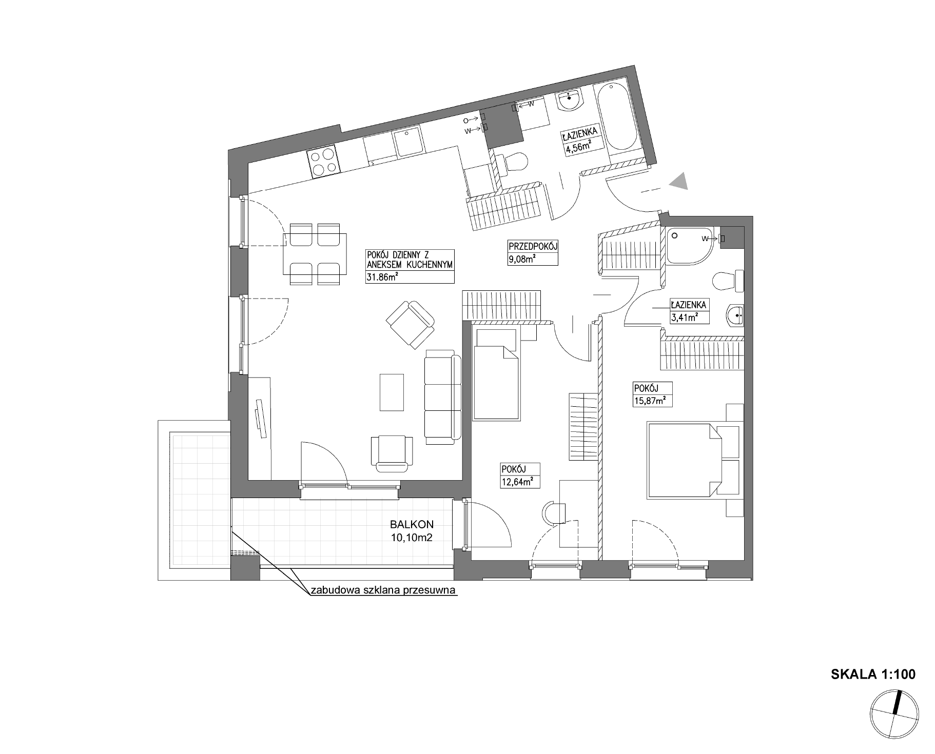 Plan 3 pok. 77m²
