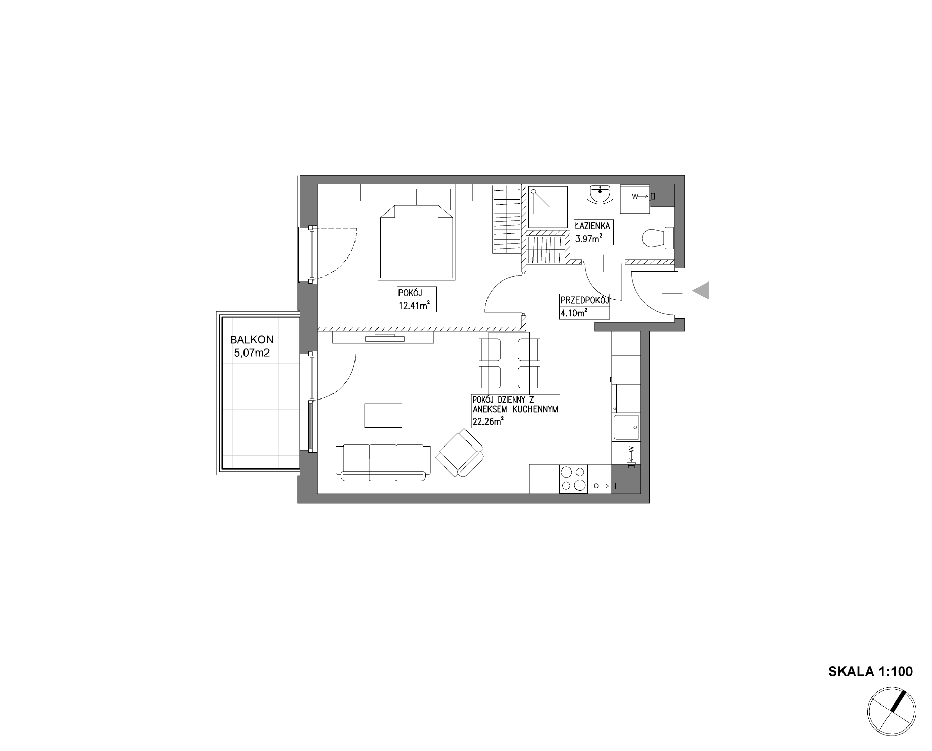 Plan 2 pok. 43m²