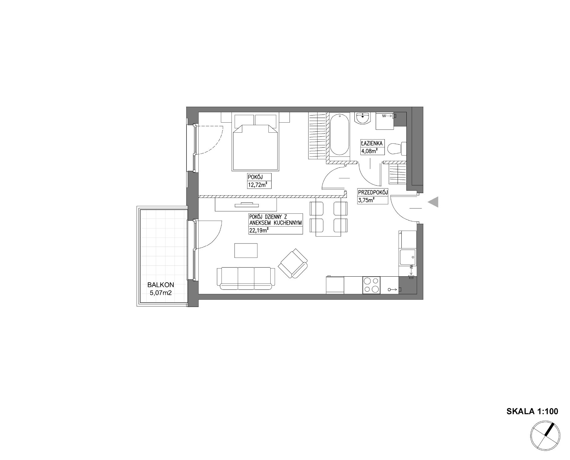 Plan 2 pok. 43m²