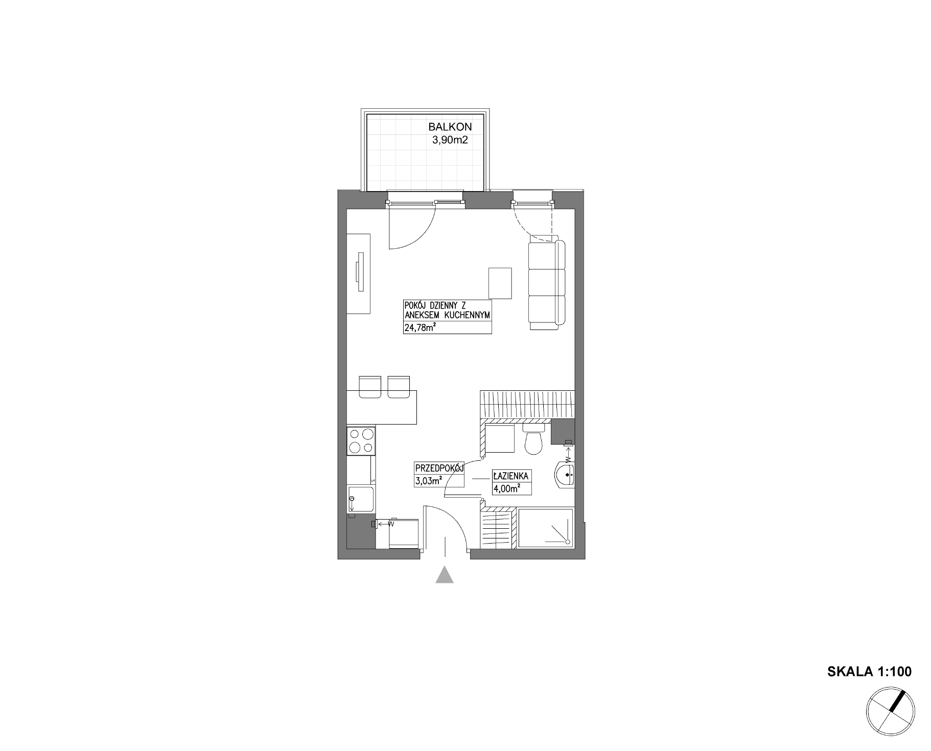 Plan 1 pok. 32m²