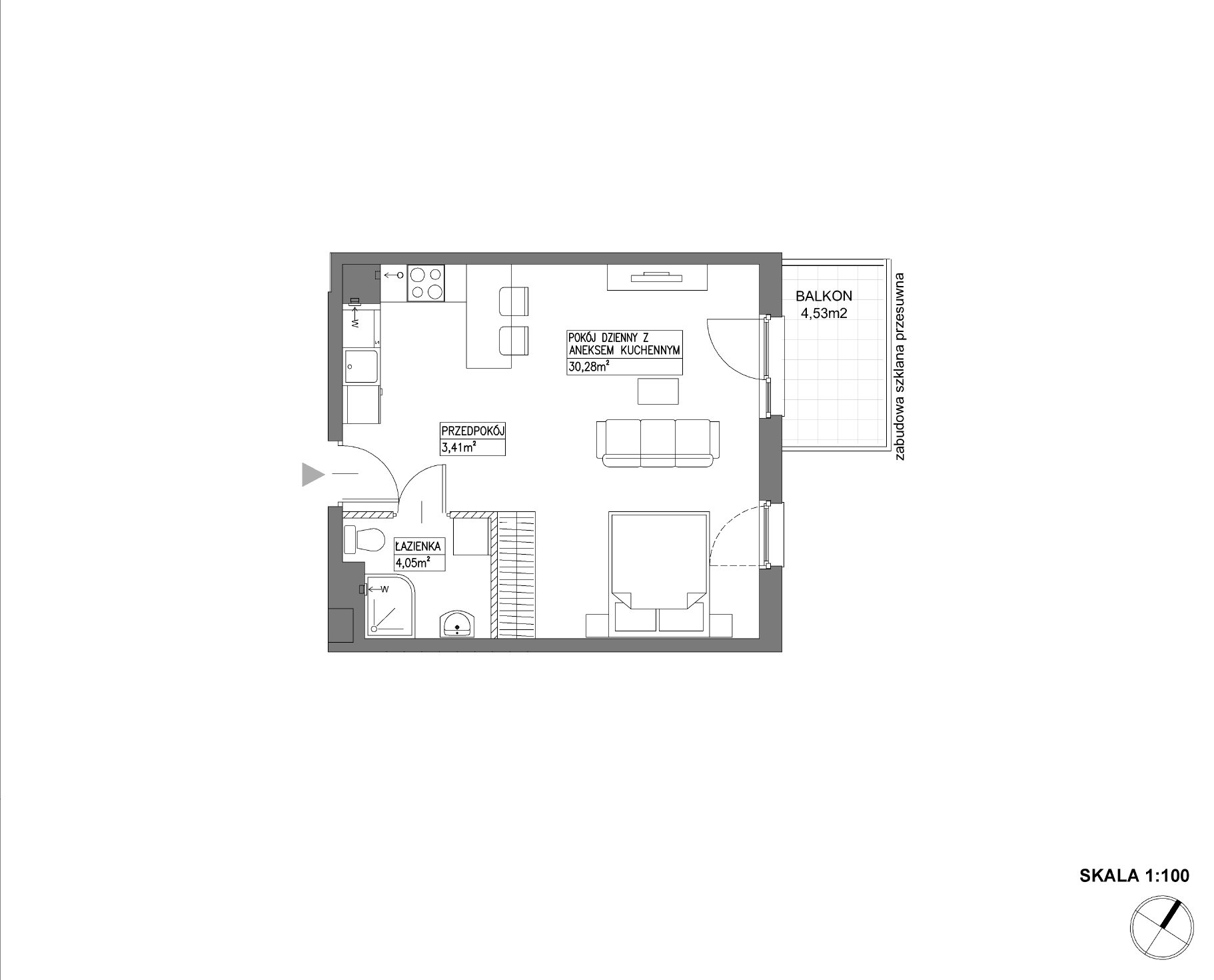 Plan 1 pok. 38m²