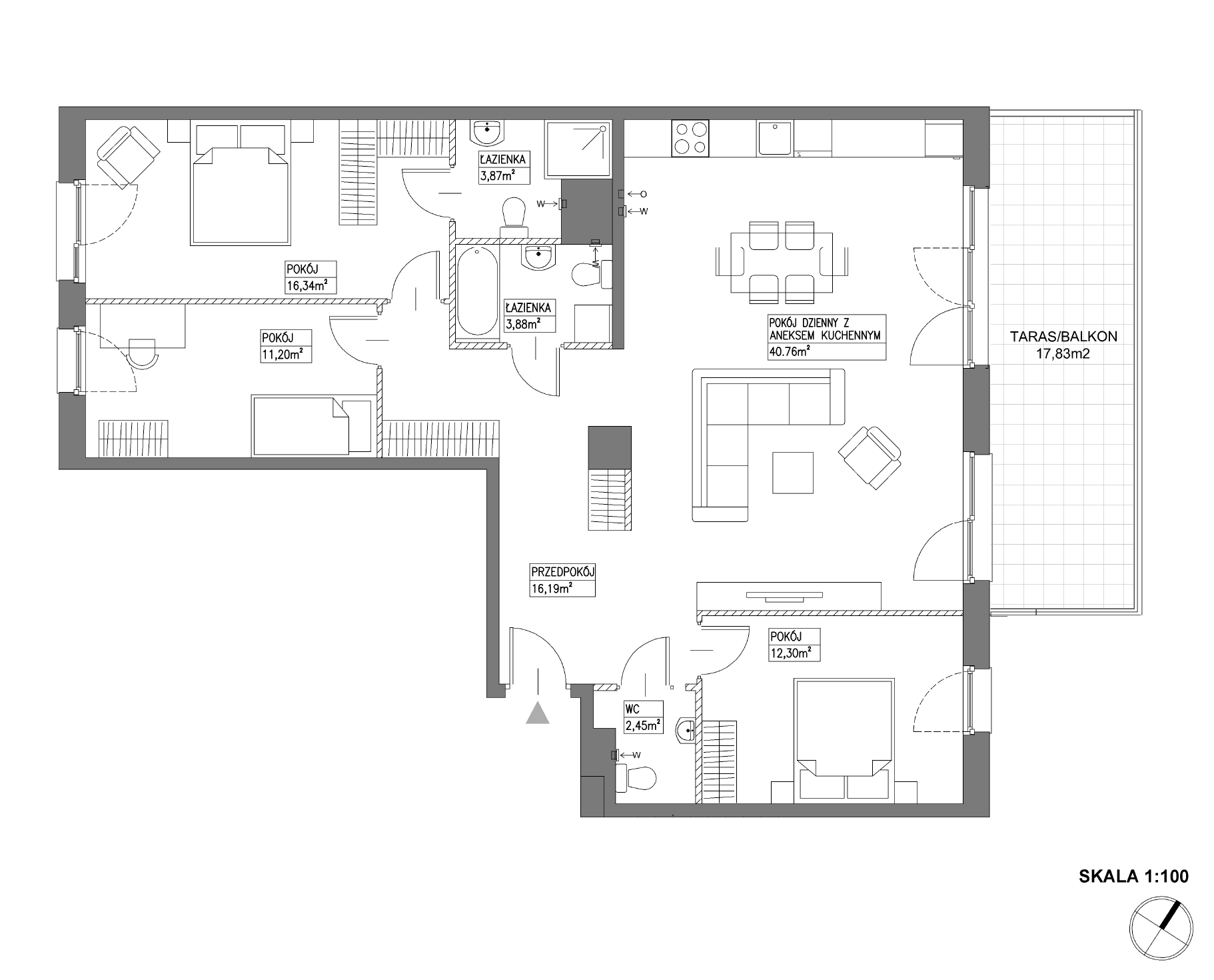 Plan 4 pok. 107m²