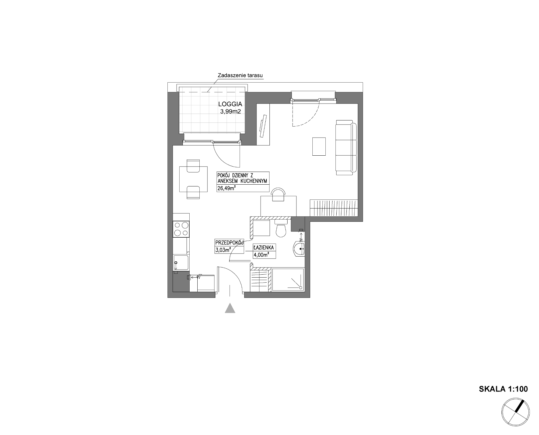Plan 1 pok. 34m²