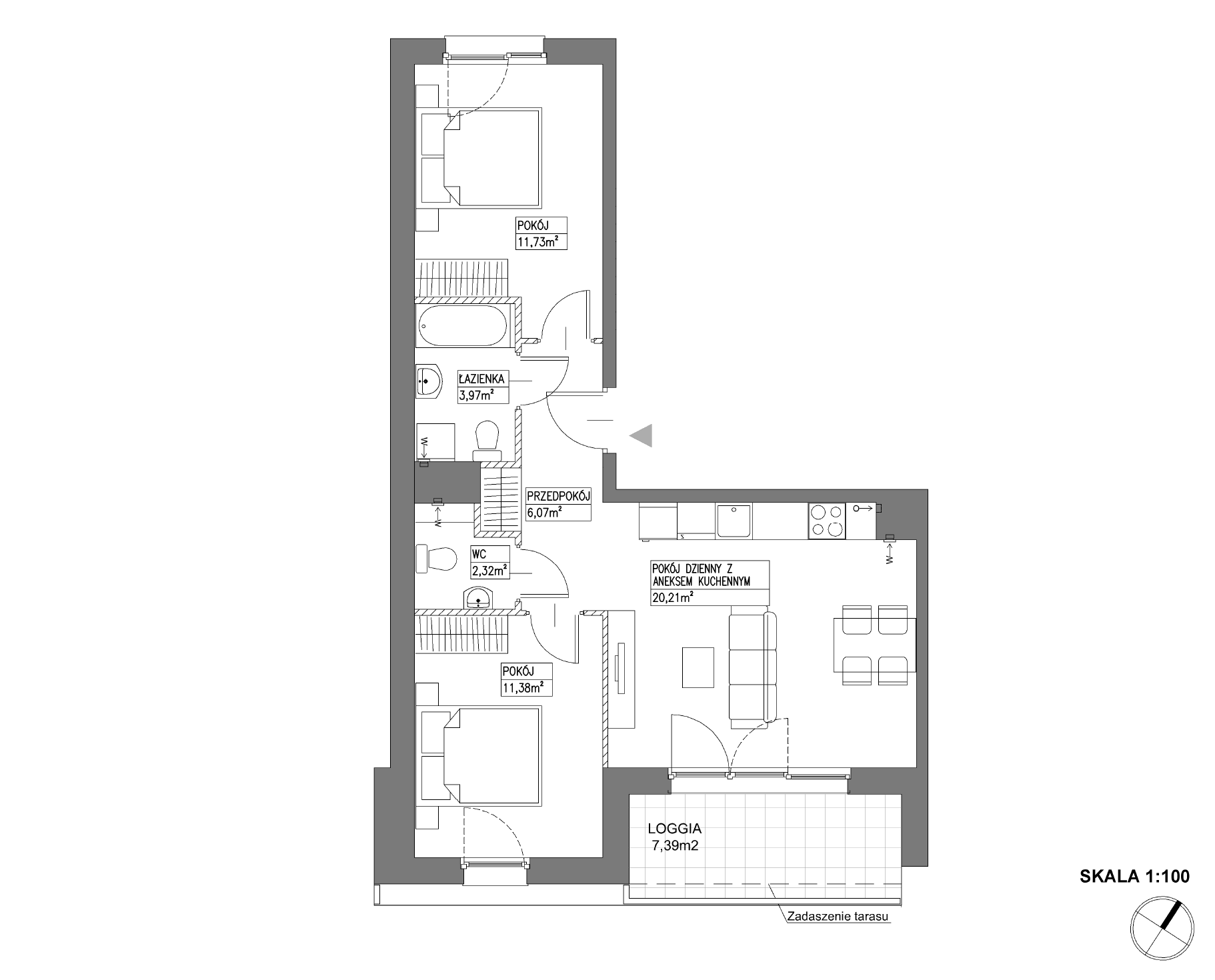 Plan 3 pok. 56m²