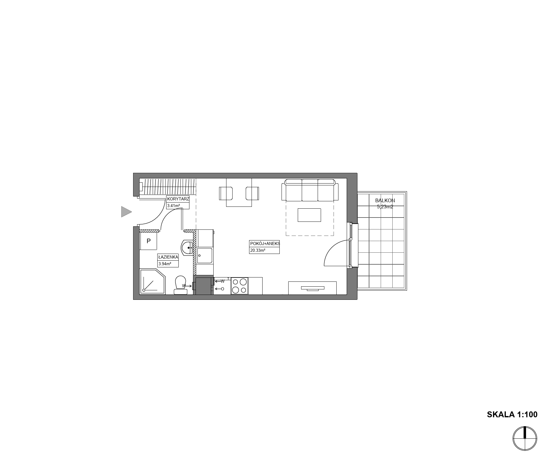Plan 1 pok. 28m²