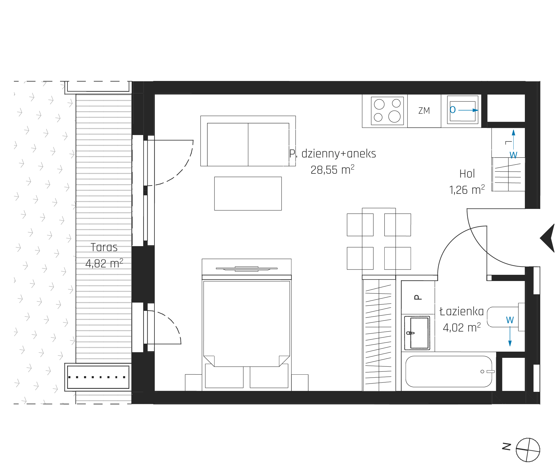Plan 1 pok. 34m²