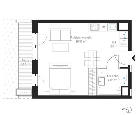 Plan 1 pok. 34m²
