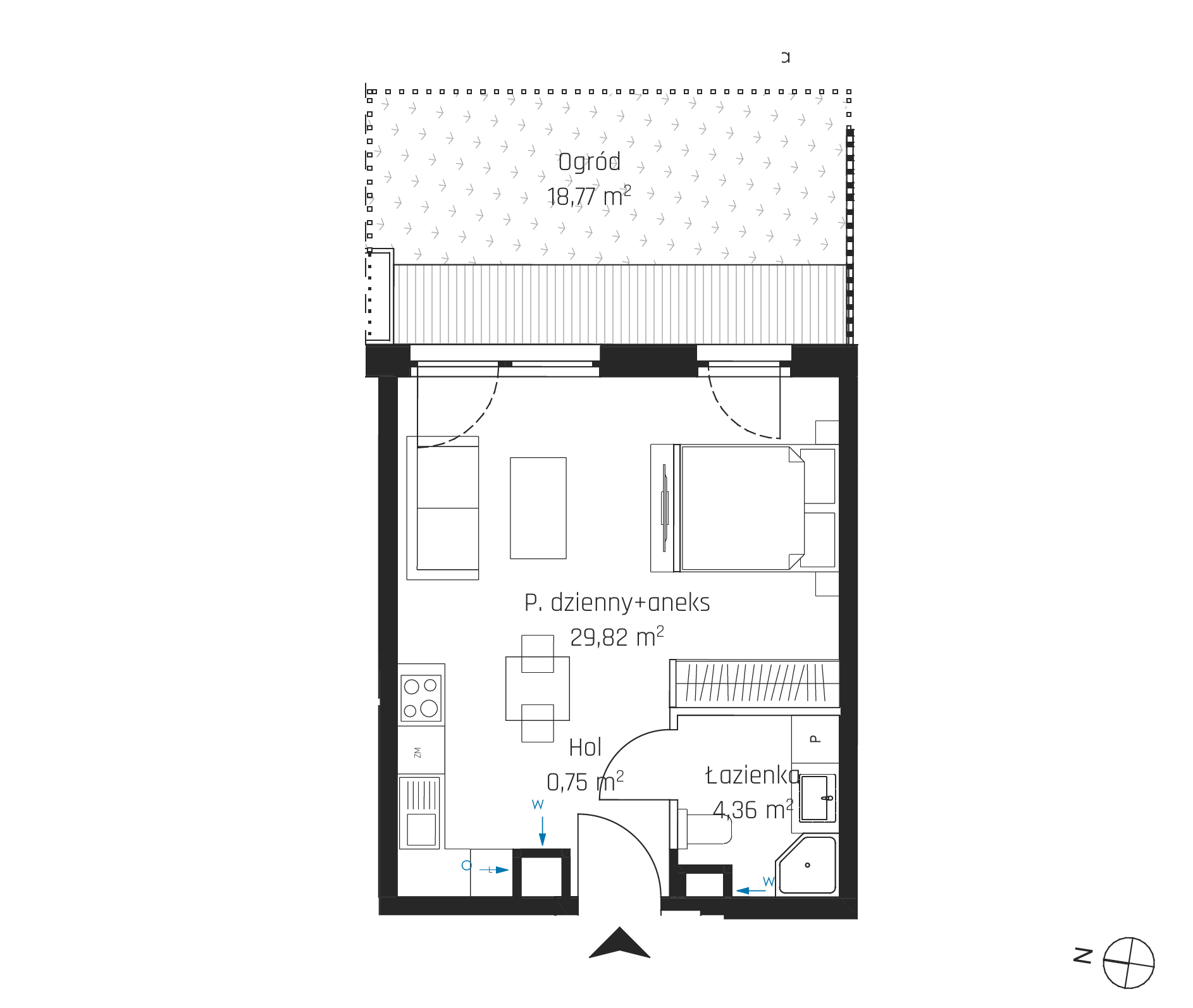 Plan 1 pok. 35m²